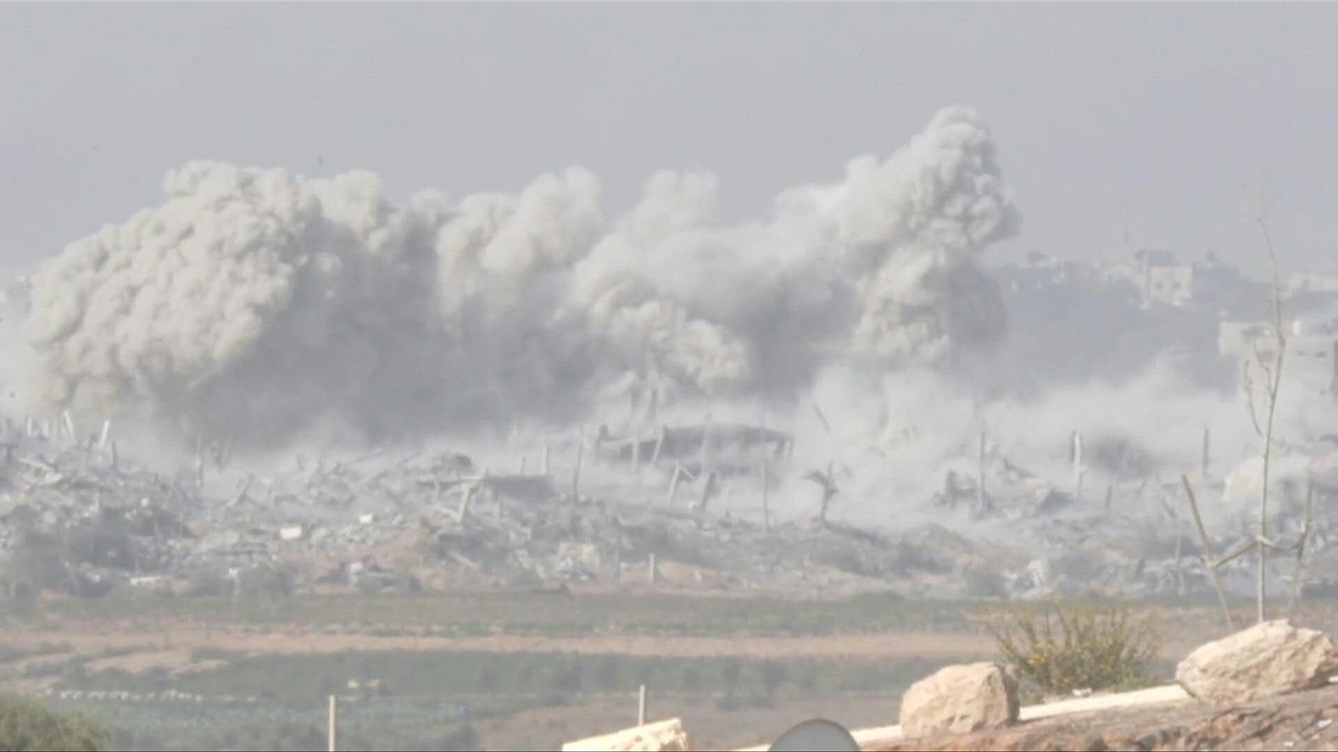 Smoke billows after explosion in northern Gaza seen from Israel's Sderot