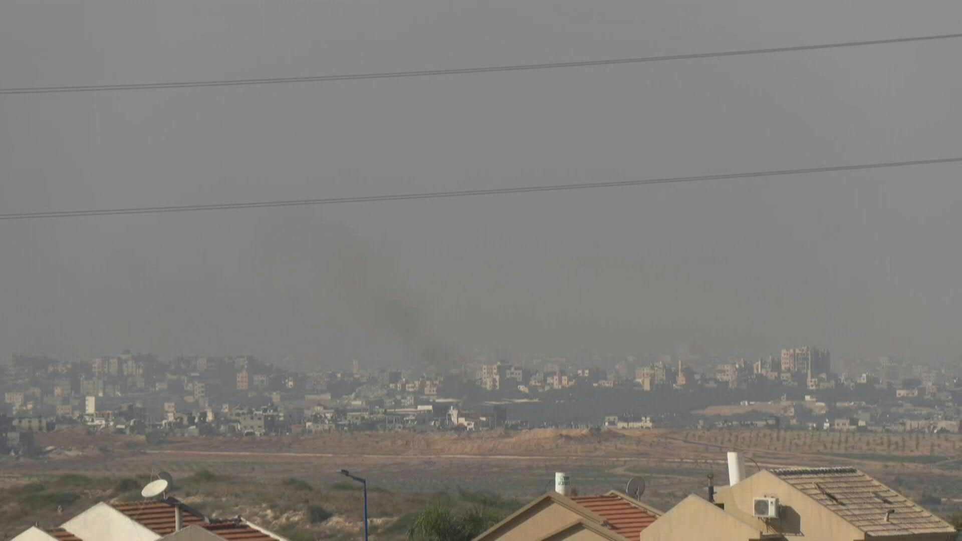 Smoke rises over northern Gaza seen from Israel's Sderot