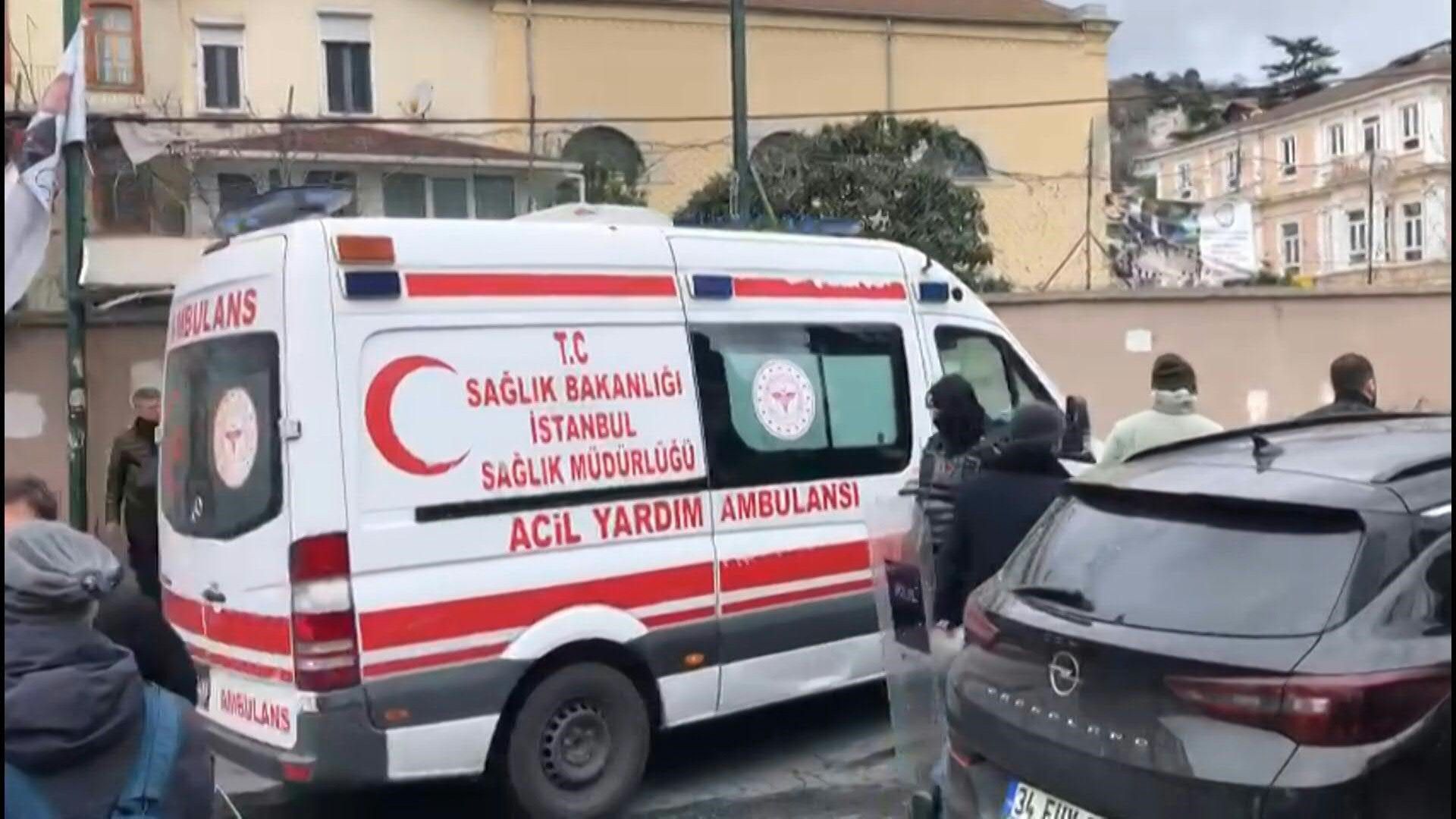 Emergency services at the scene after armed attack at Italian church in Istanbul