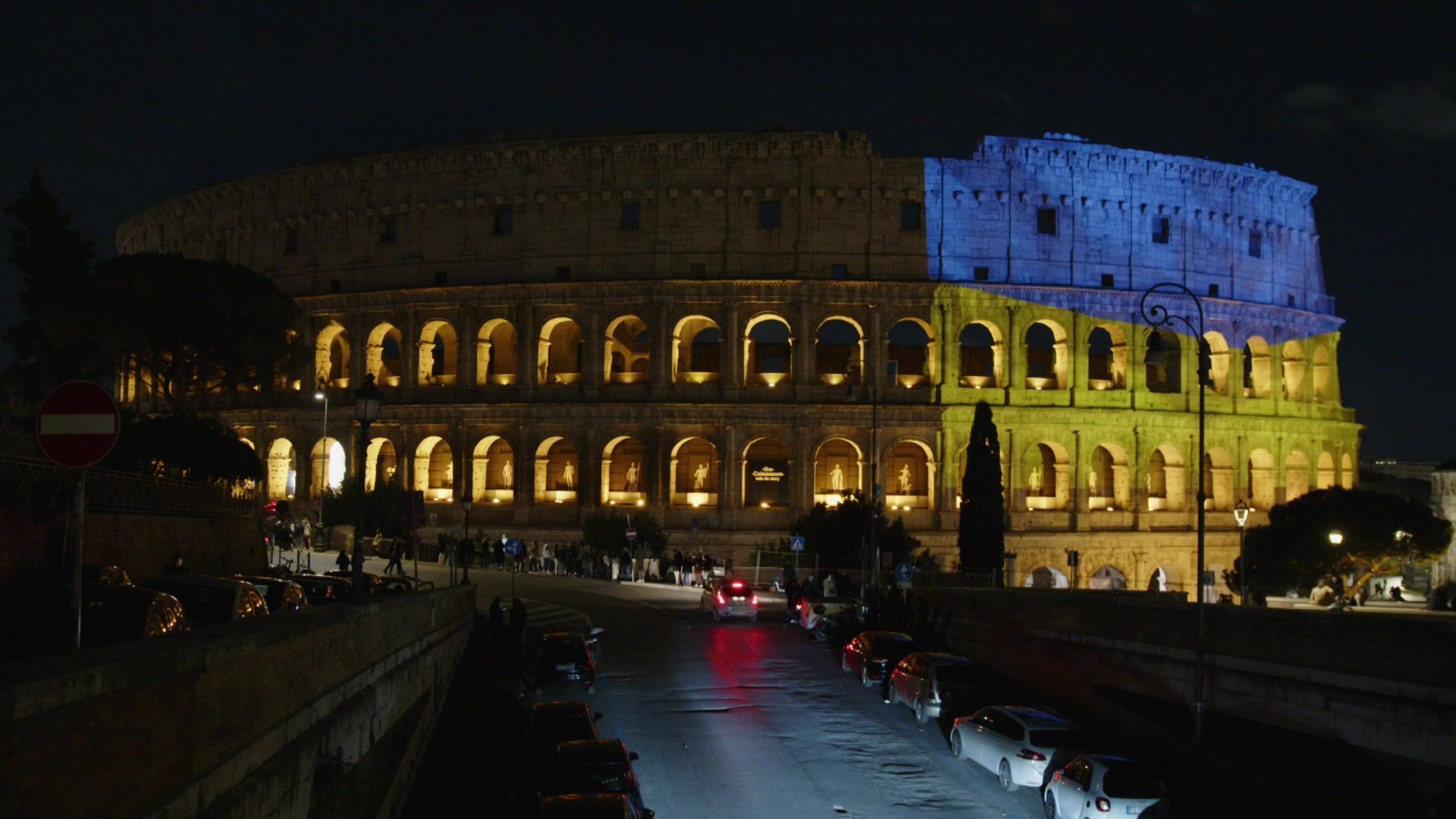 The Colosseum in Ukrainian colours to mark two years of war in Ukraine