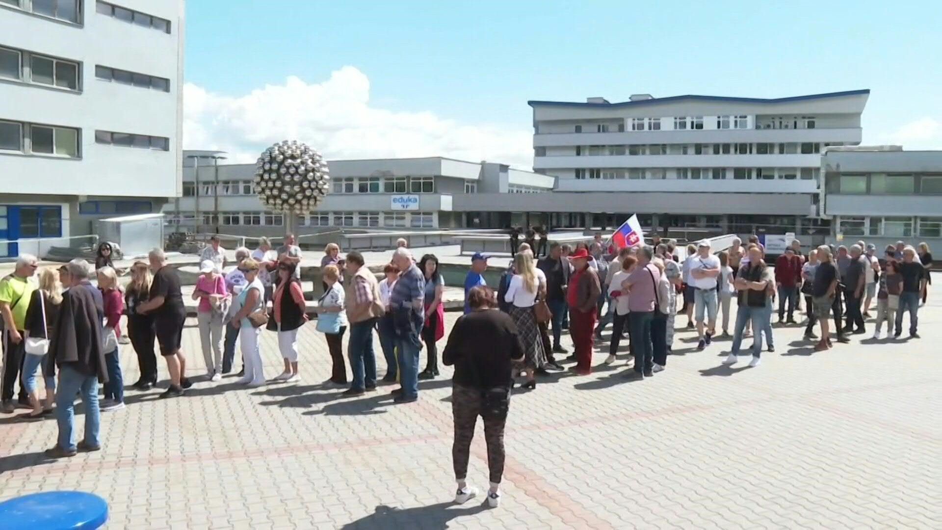 Supporters of Slovakian PM Fico gather at hospital where he is being treated