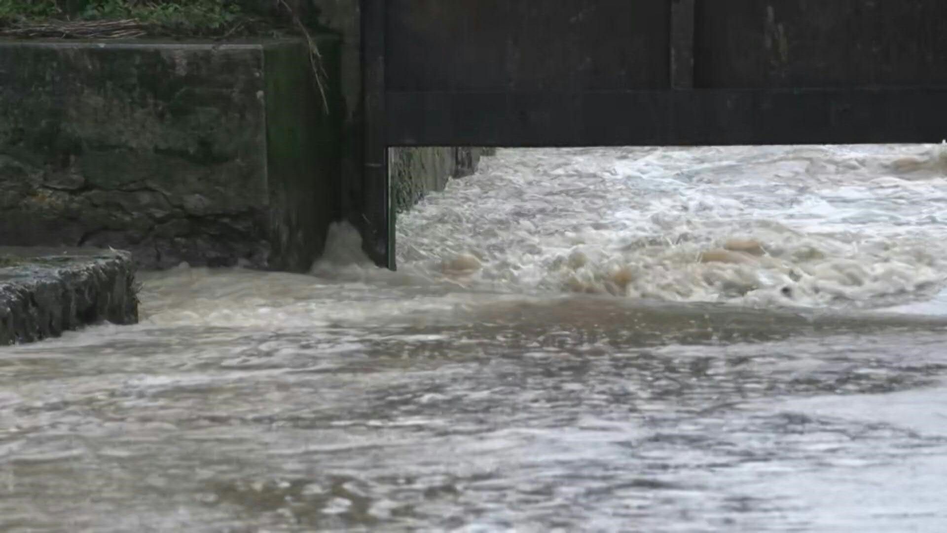 French river on brink of bursting banks in Seine-et-Marne