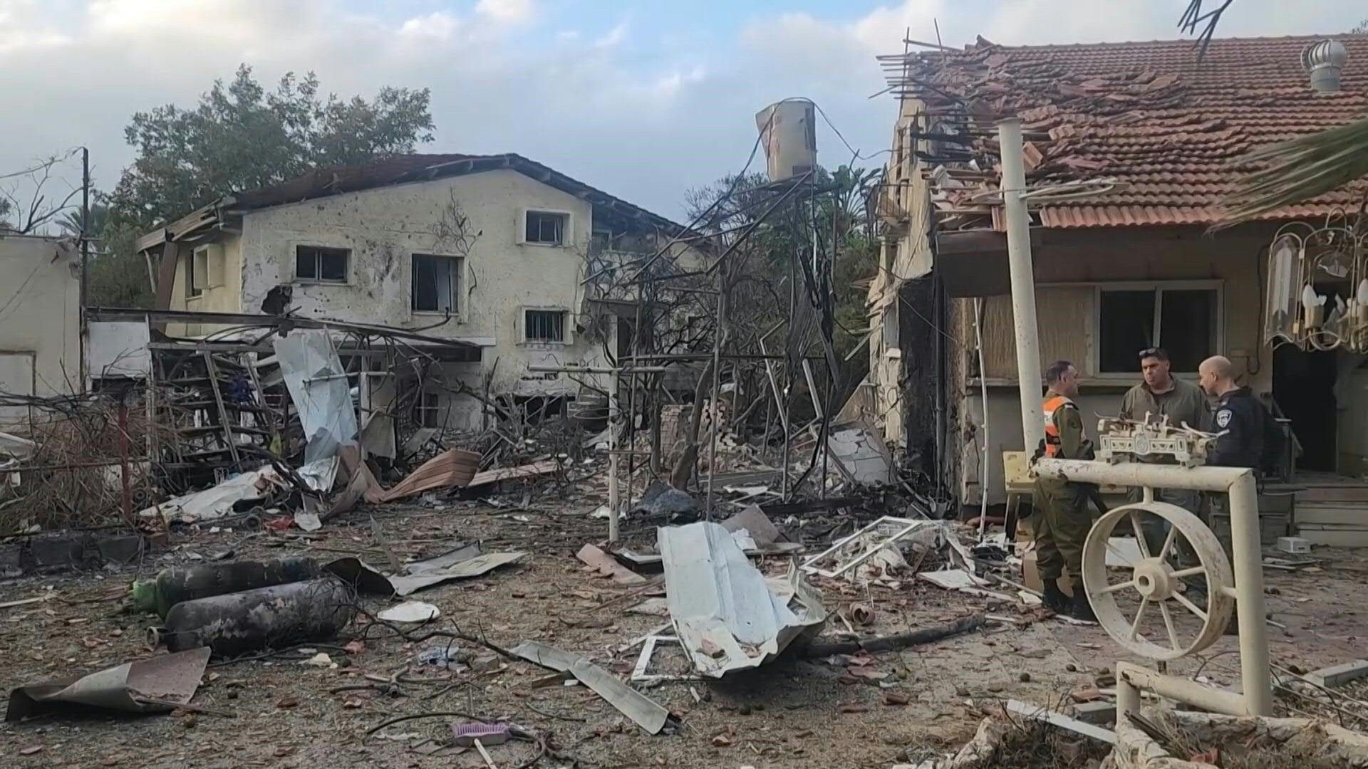 Israelis inspect damages following rocket fire from Lebanon