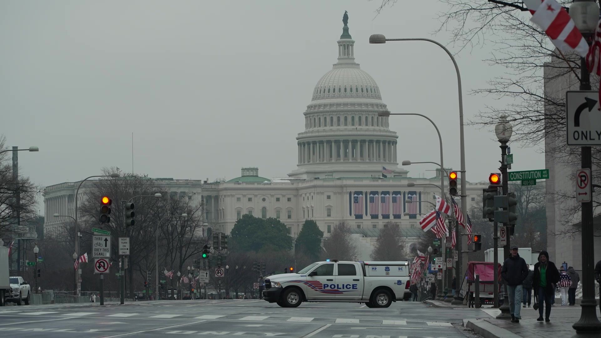 Trump inauguration: police officers and security around the US Capitol