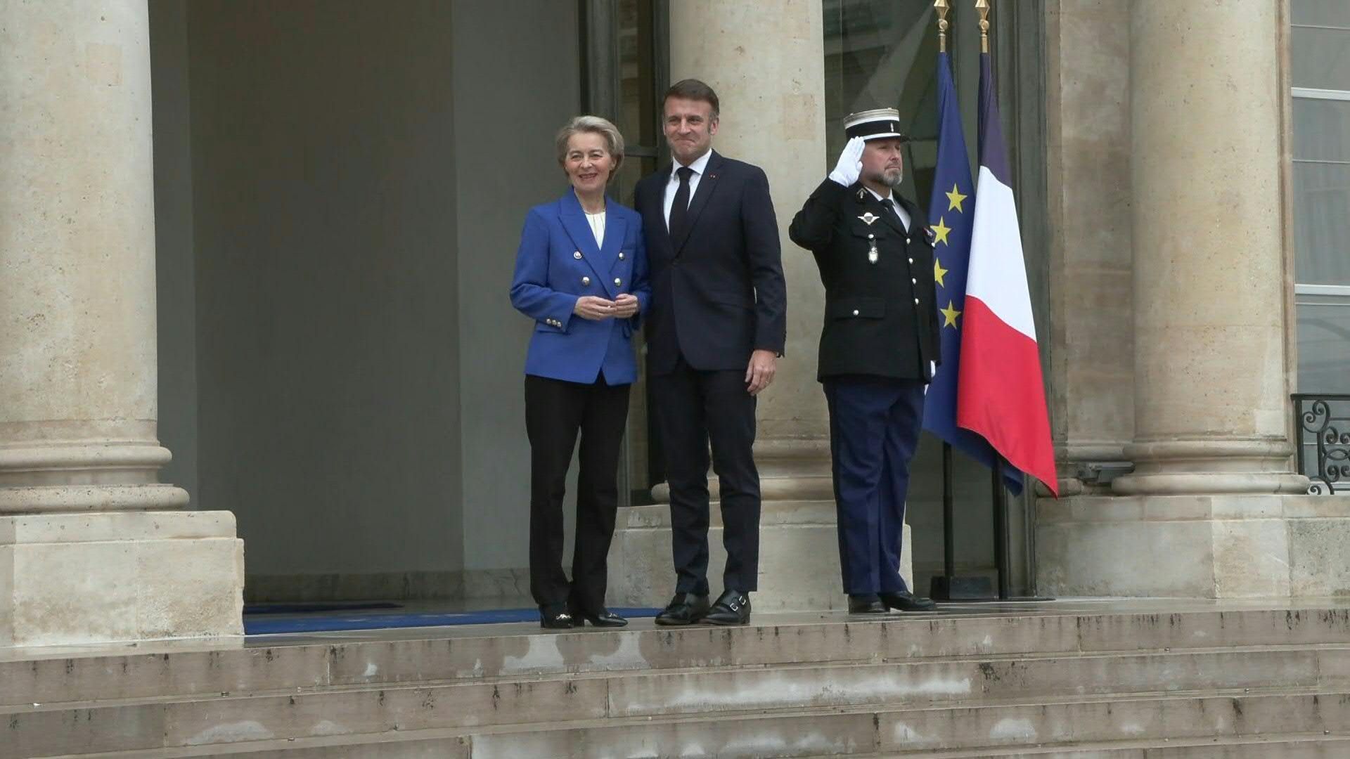 EU chief Ursula von der Leyen meets with French President Macron