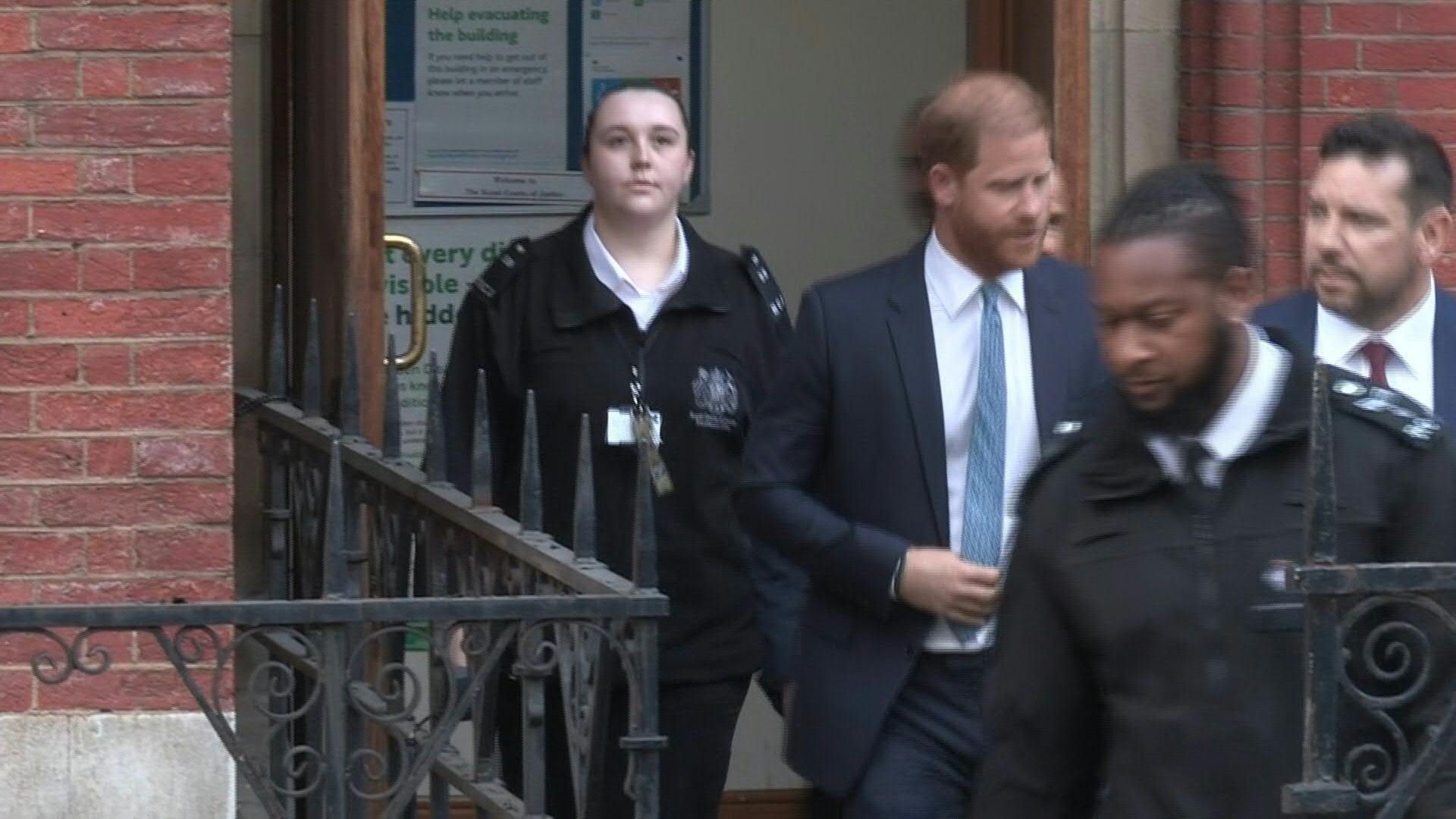 Prince Harry leaves court as he challenges UK security downgrade
