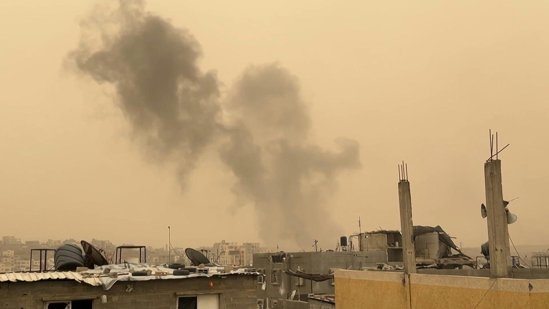 Video: Smoke rises after Israeli airstrikes on Gaza City
