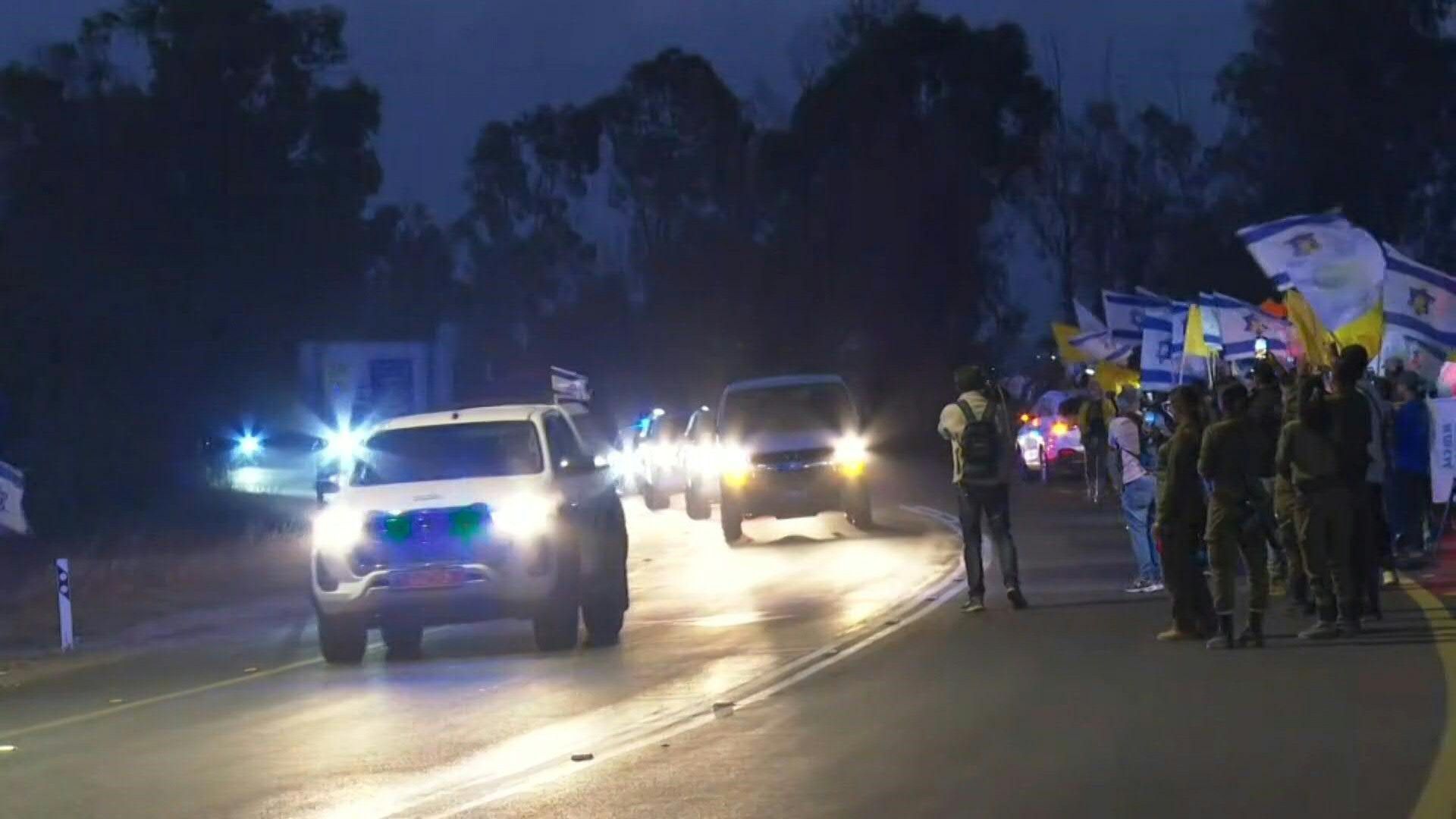 Convoy transporting freed US-Israeli soldier arrives at army base in southern Israel
