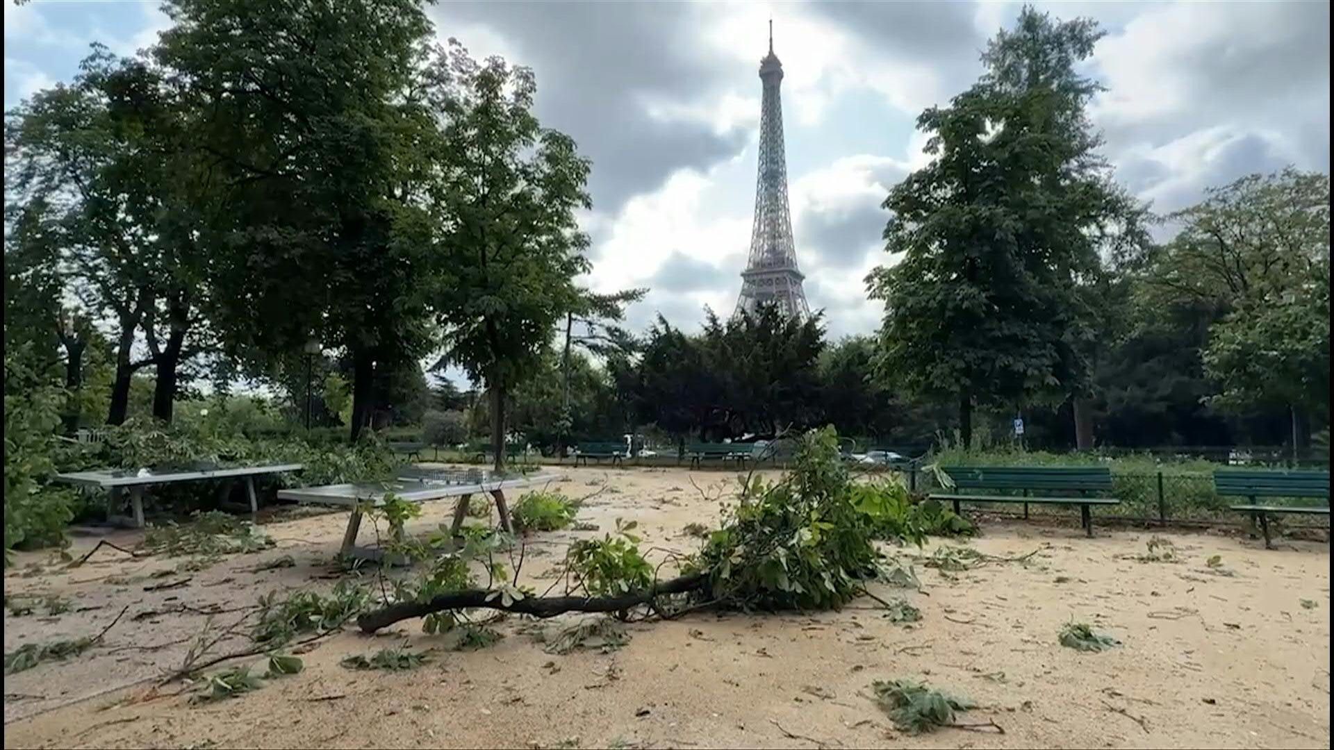Storm damage in Paris park after violent weather