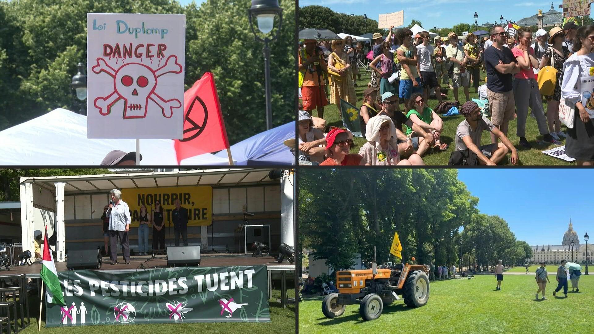 Protesters march in Paris against law reauthorising banned insecticides