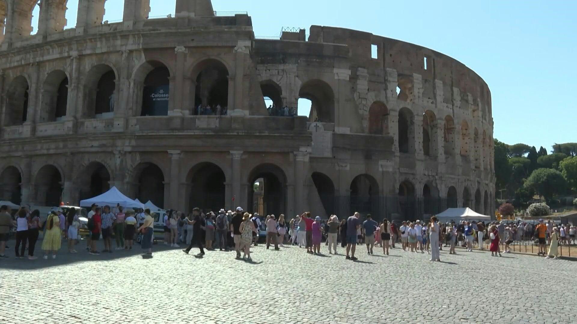 Outside the Colosseum in Rome as Italy swelters in heatwave