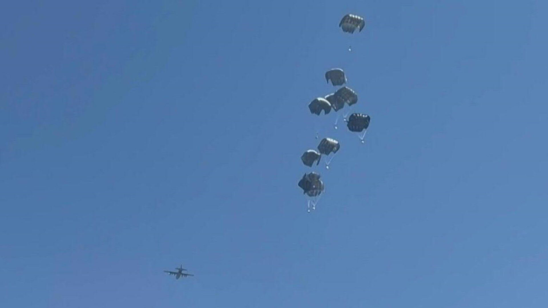 Plane airdrops aid over Gaza City
