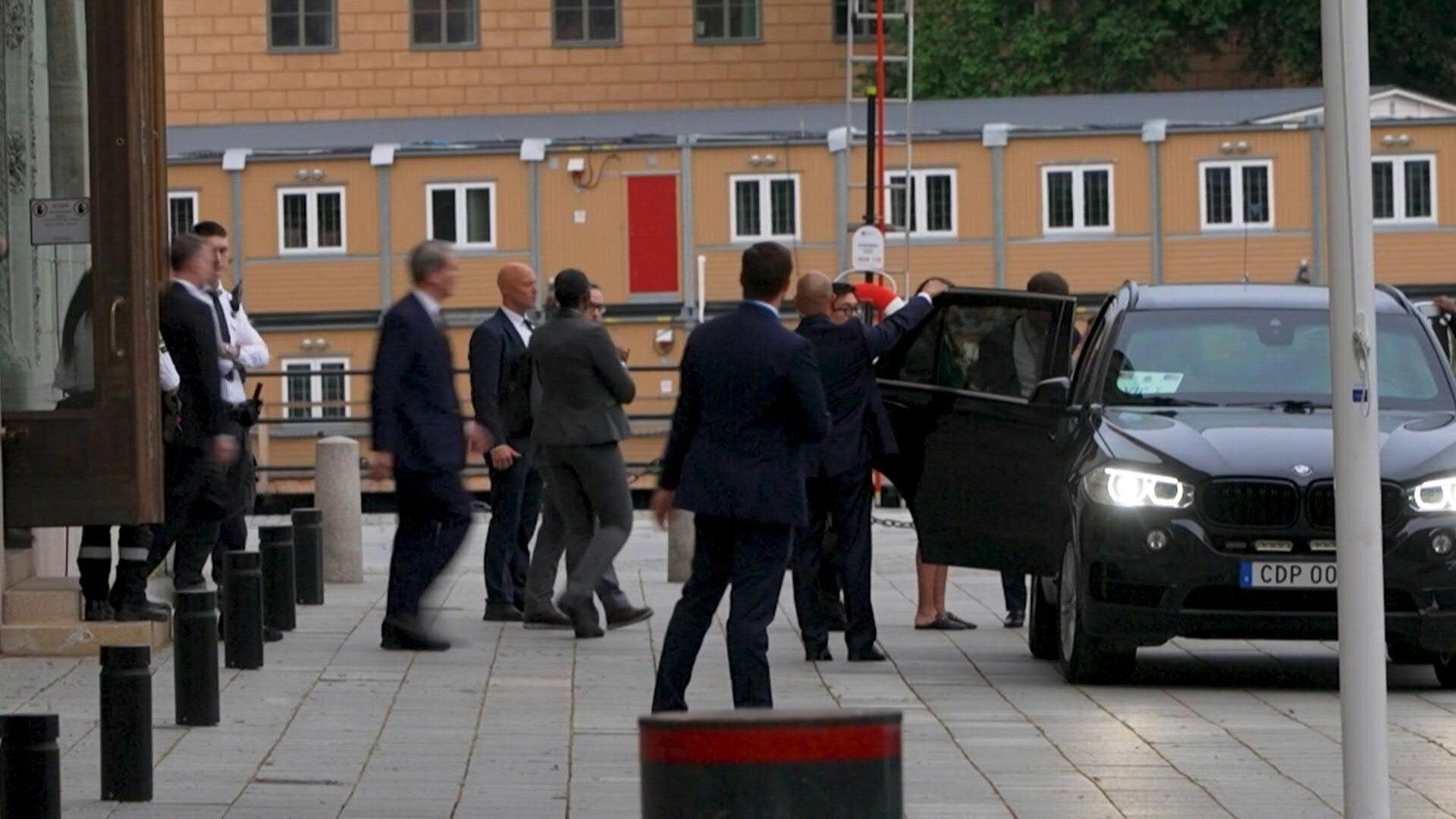 US and Chinese delegations leave after first day of trade talks in Stockholm