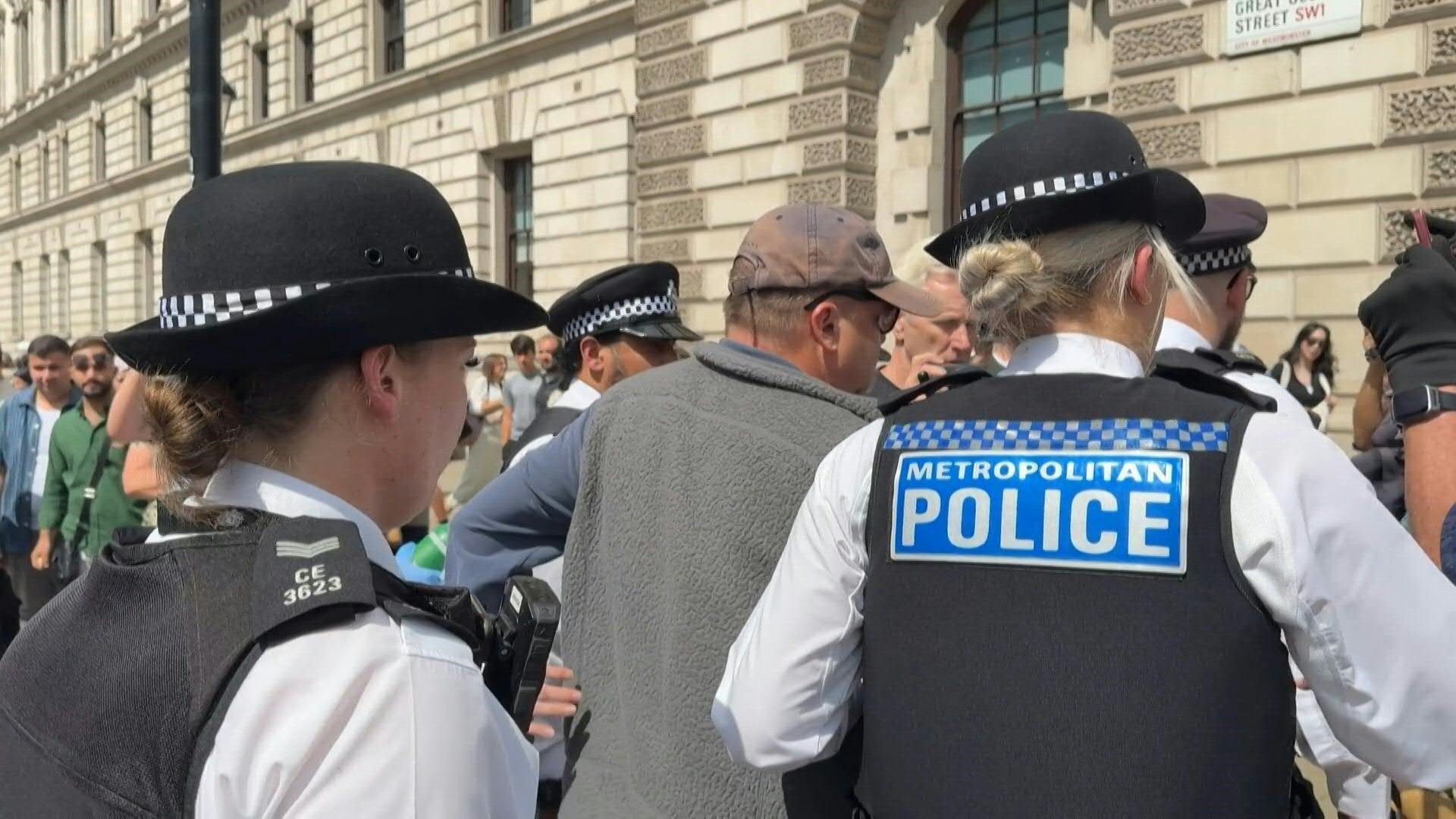 Video: Police arrest man as demonstration in support of Palestine Action begins in London