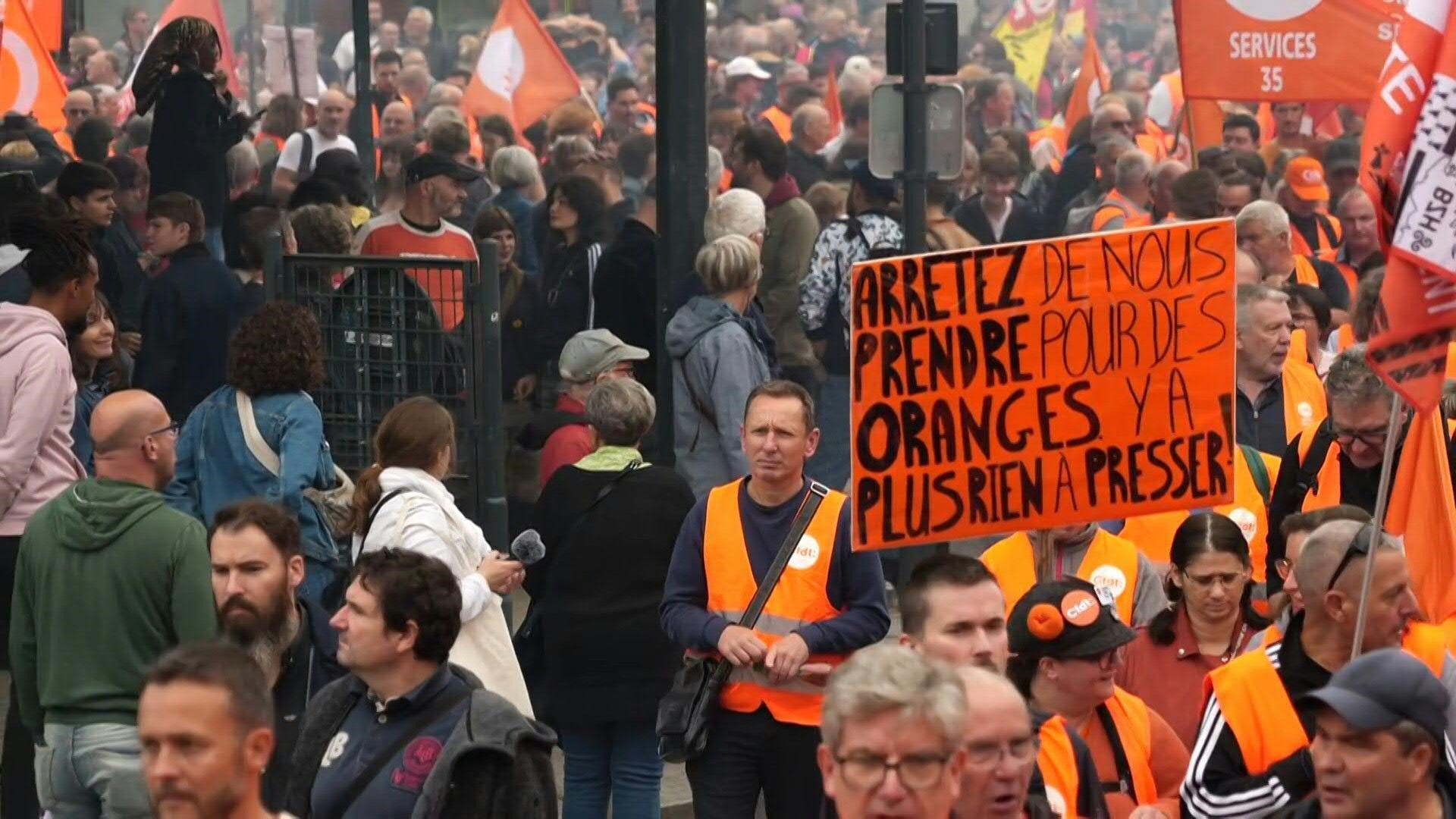 Thousands protest in Rennes during nationwide strike