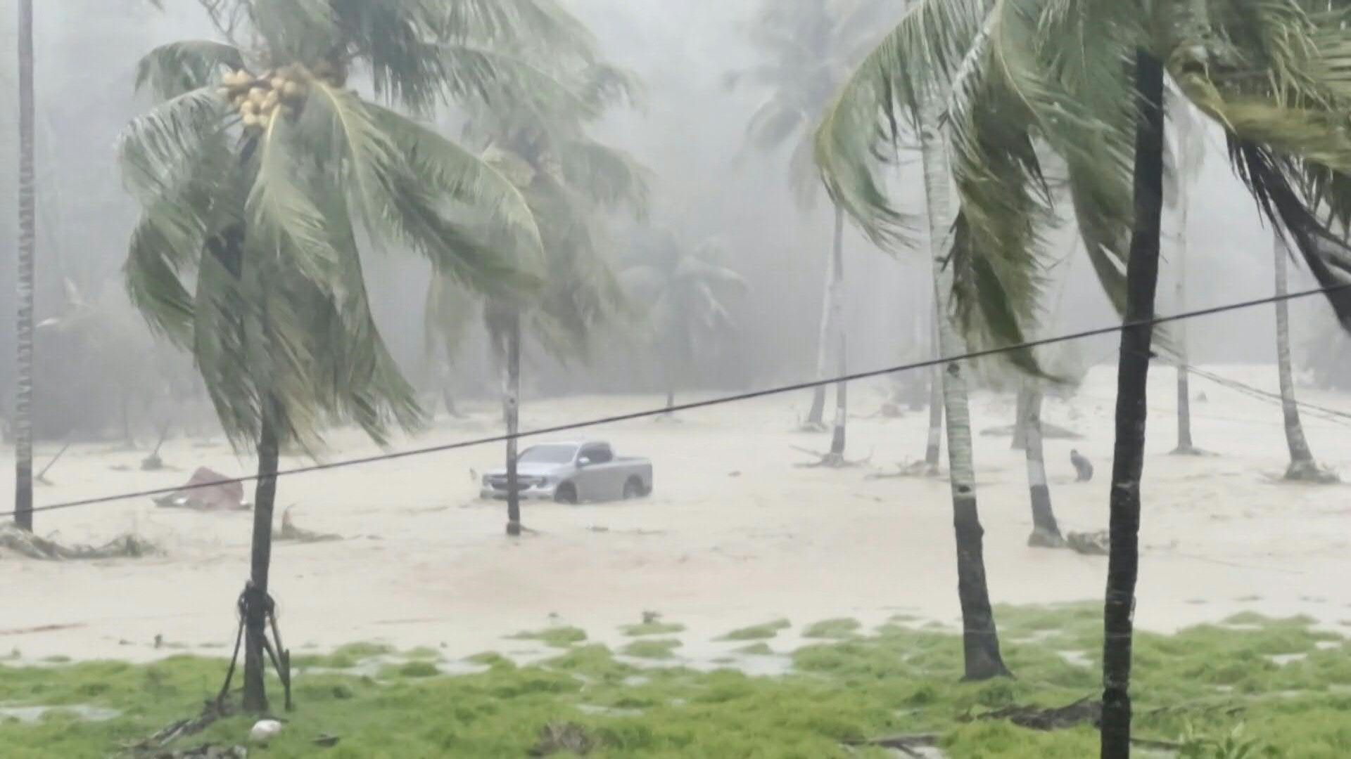 Typhoon Kalmaegi floods highway, damages homes in central Philippines