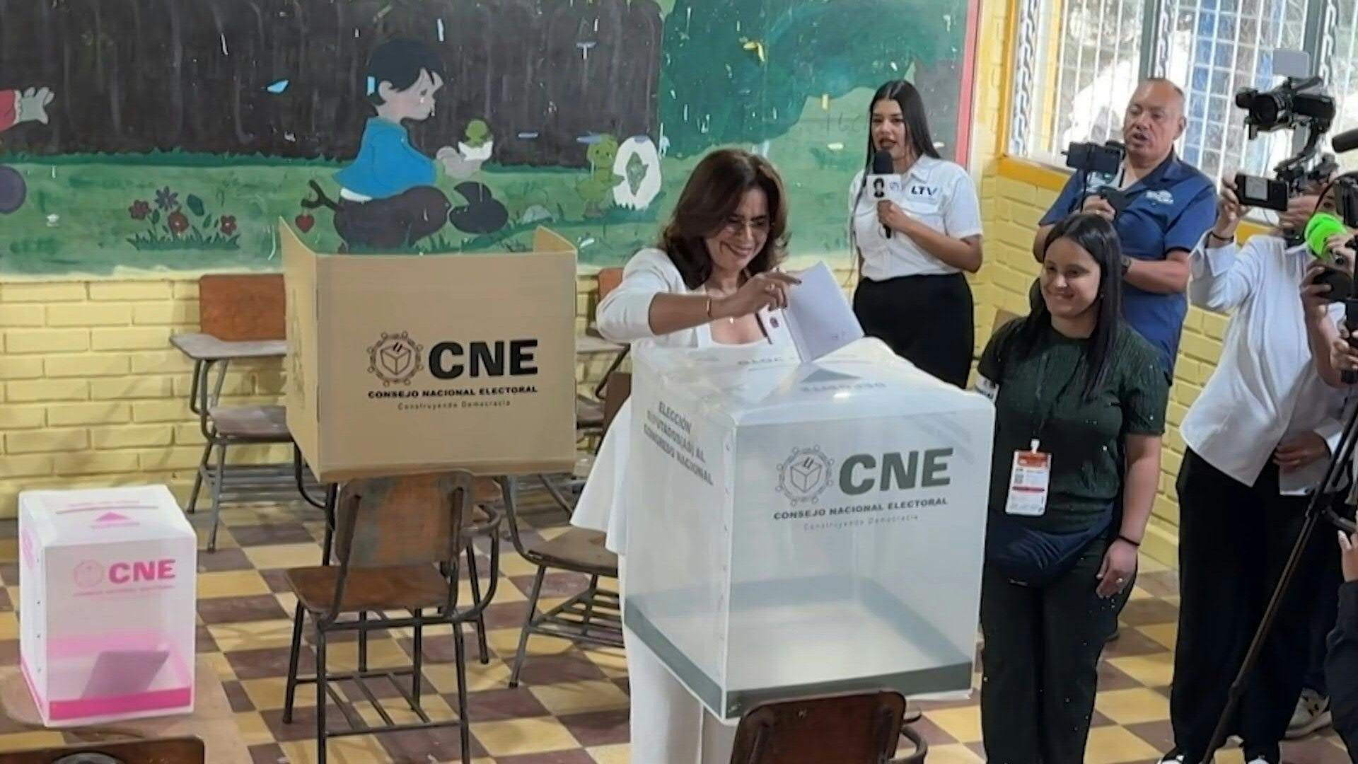 Candidate Rixi Moncada votes in Honduran presidential elections