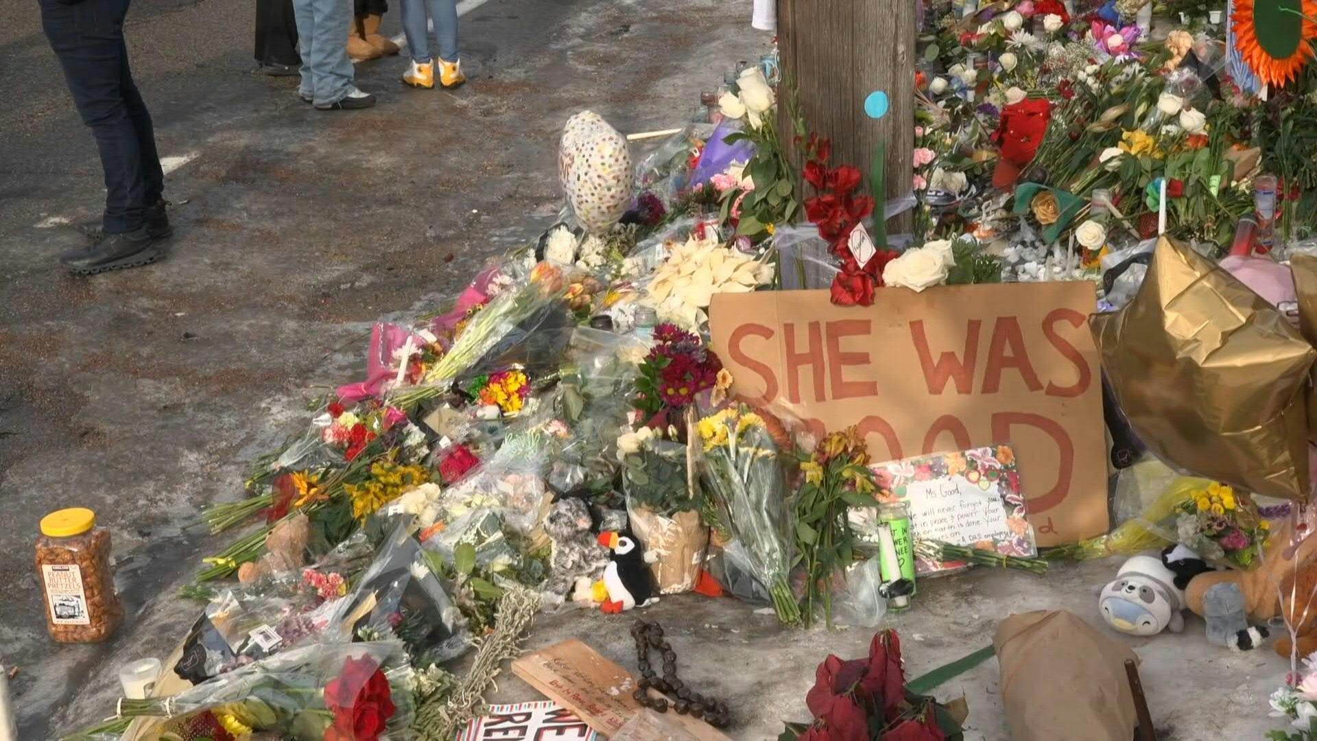 Video: People gather at memorial site of the woman killed by ICE agent