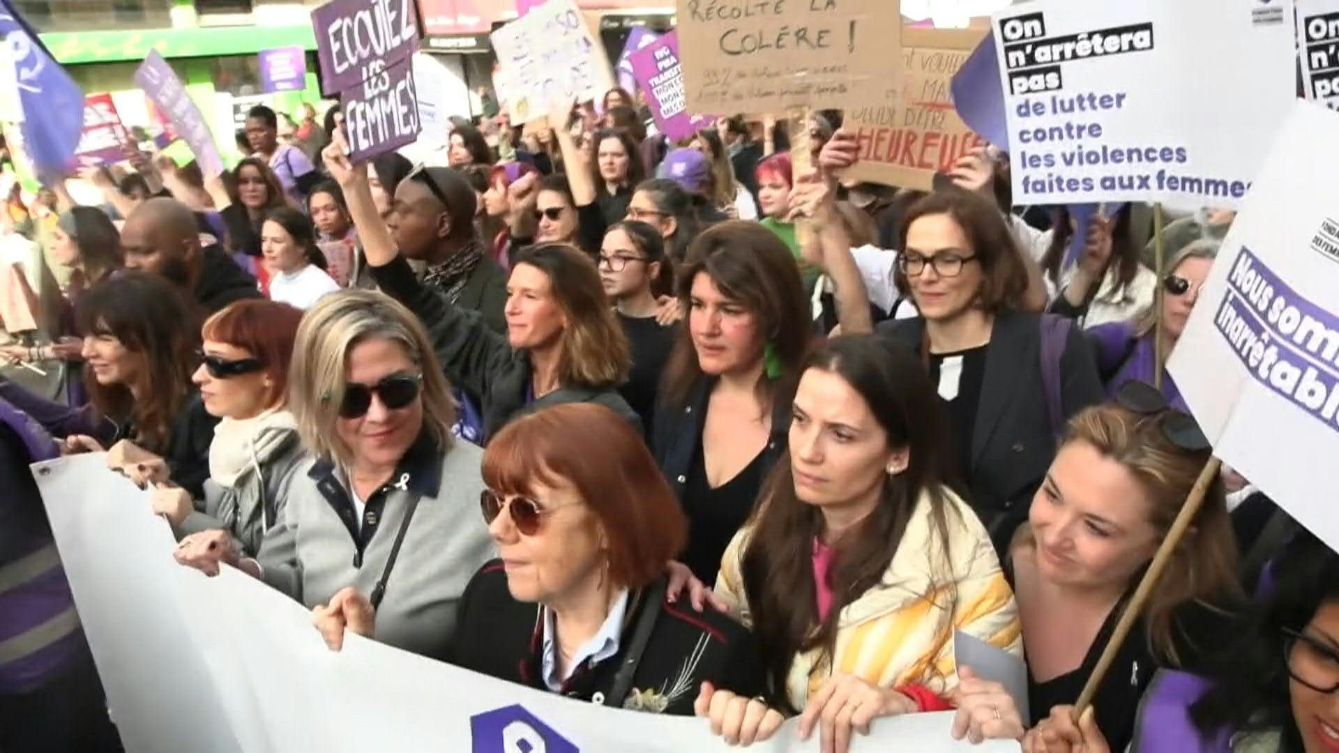 Video: Rape survivor Gisèle Pélicot leads march for International Women's Day in Paris