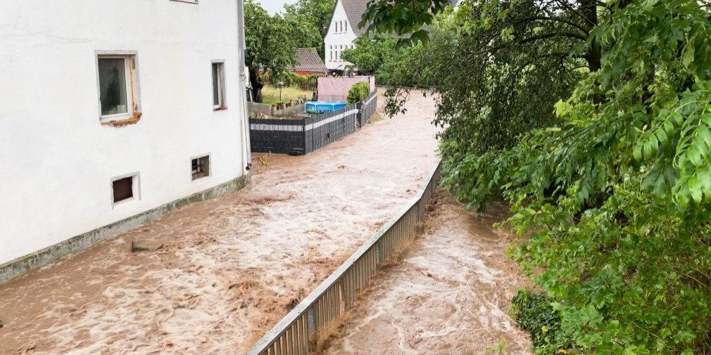 Starke Überschwemmungen in Breitenbach