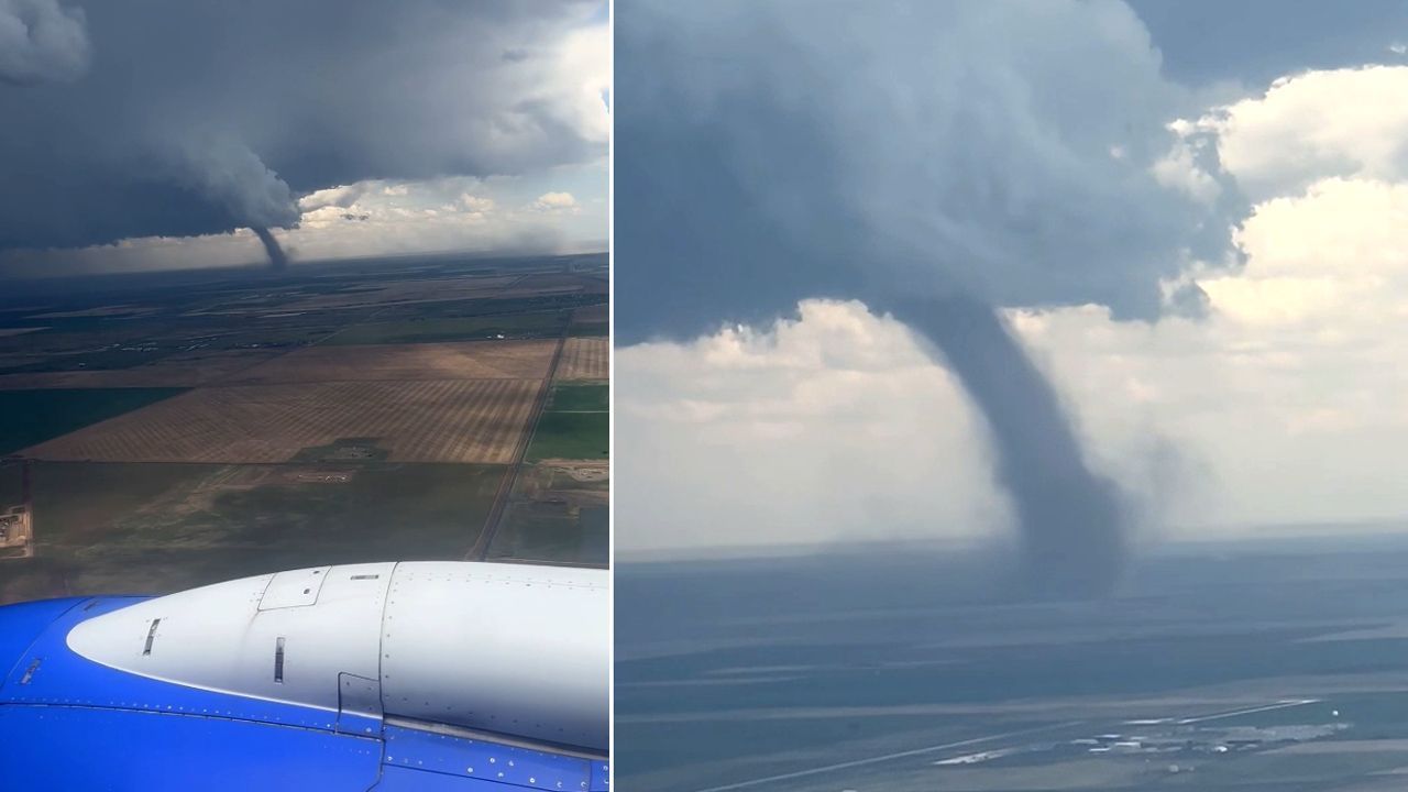 Video: Bange Minuten: Tornado kommt Flugzeug bei Landung in Denver ganz nahe
