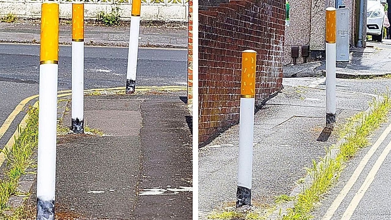 Video: Kippen auf der Straße: Künstler verwandelt Poller in Zigaretten