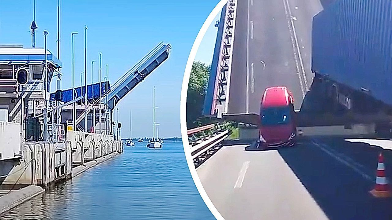 Schockierende Szene: Klappbrücke geht hoch – Auto und Lkw stecken fest