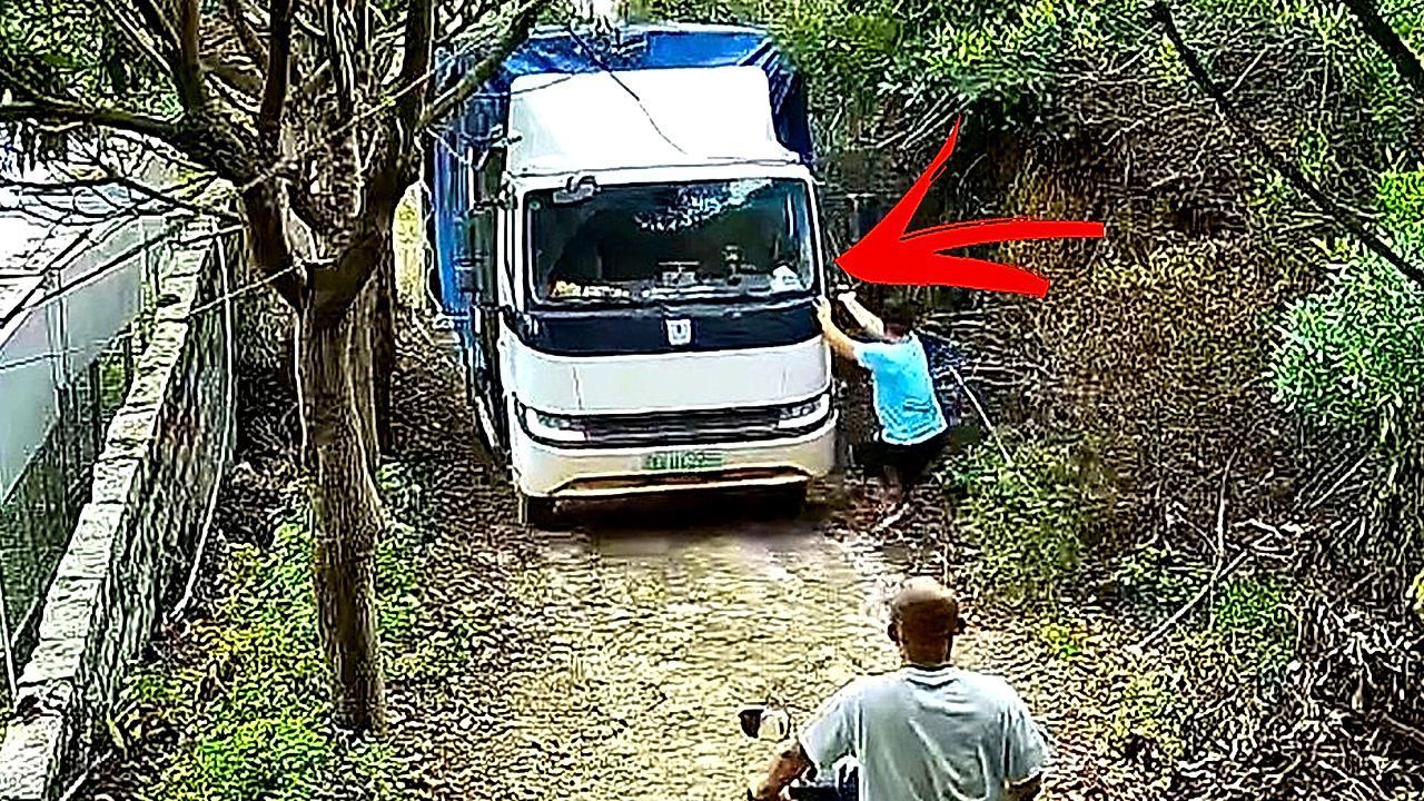Truck driver wants to clear cable out of the way - truck starts rolling