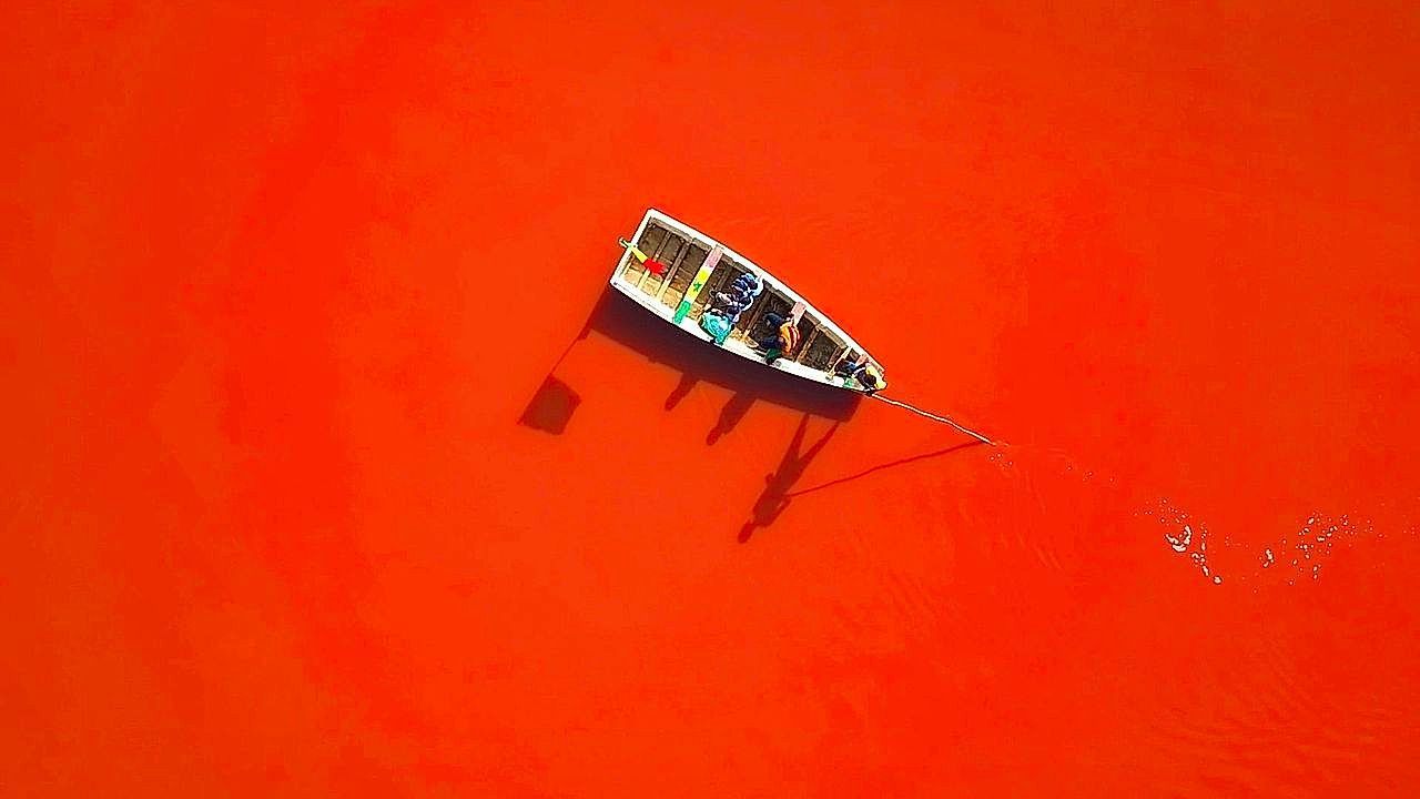 Rosa See in Senegal erstrahlt wieder in voller Farbe