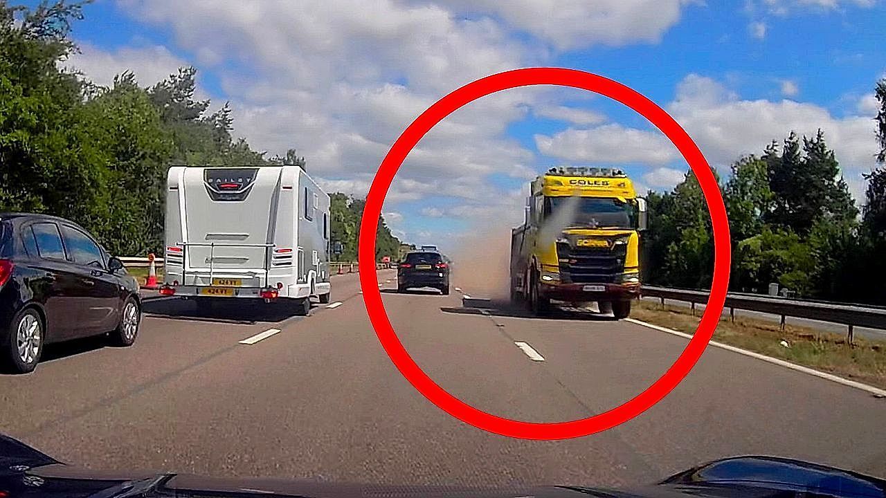 Video: In den Gegenverkehr gerast: Porsche-Fahrer entkommt Geisterfahrer-Lkw nur knapp