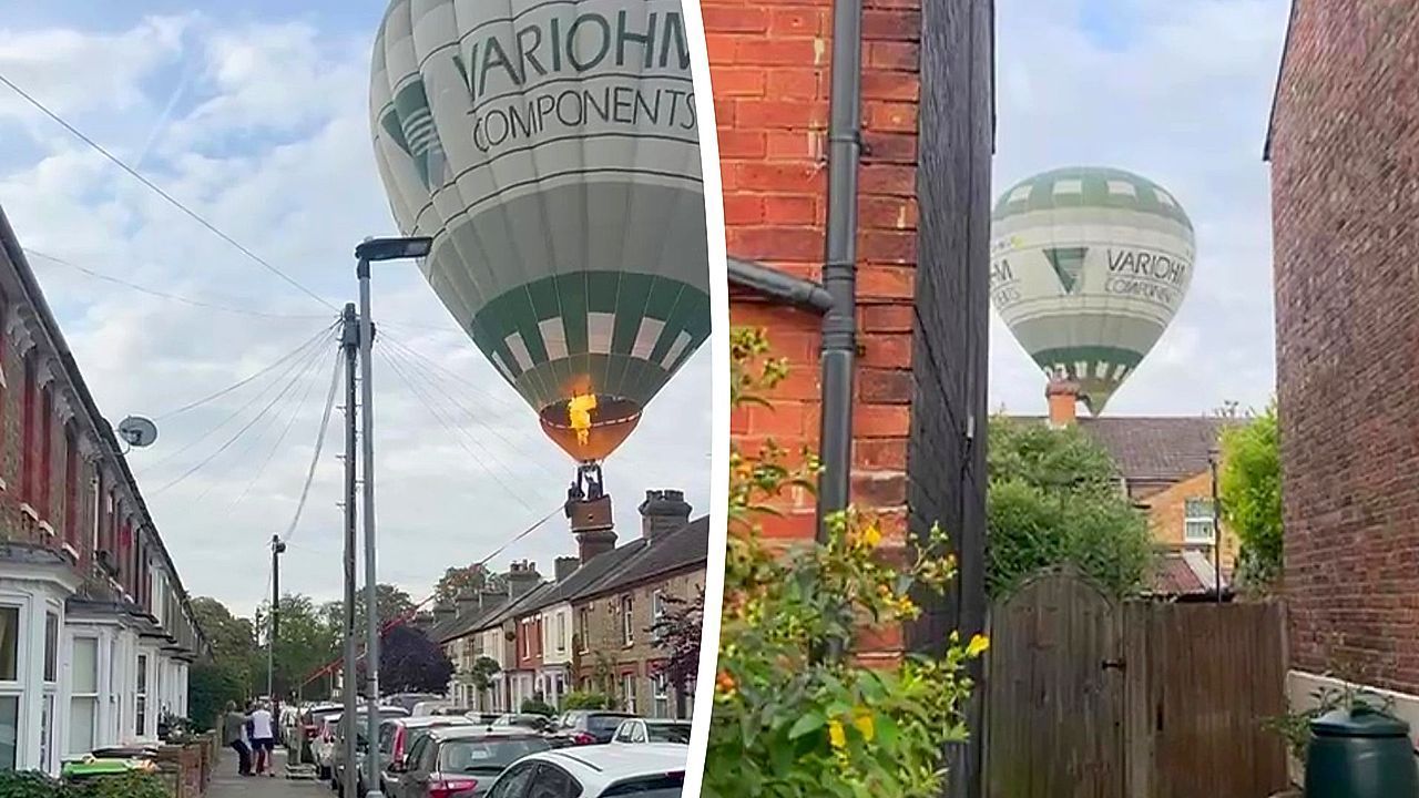 Video: Heißluftballon kracht mitten in Wohngebiet in Bedford