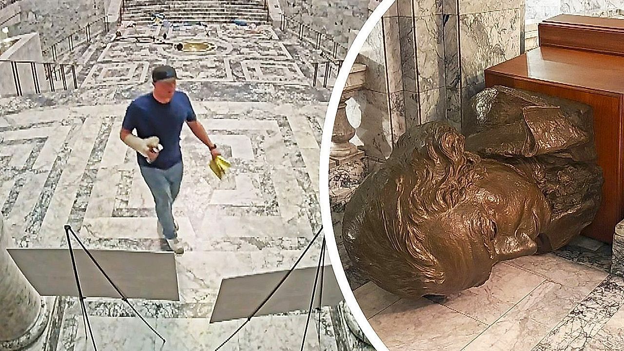 Vandalismus im Kapitol von Washington – Mann zerstört Büsten und legt Feuer