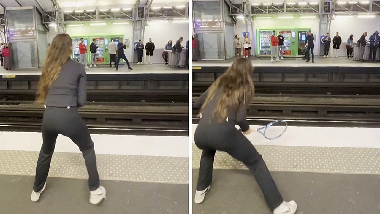Video: Commuters casually play tennis while waiting for train in Paris