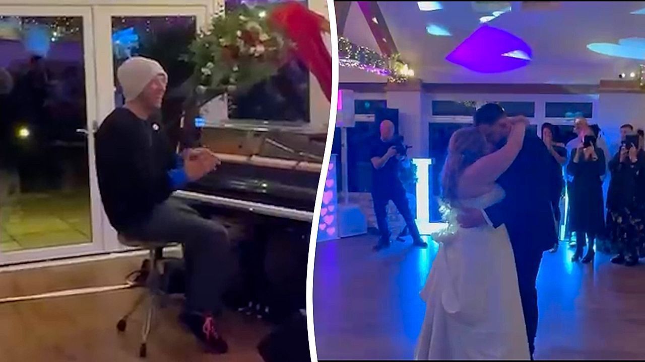 Video: Chris Martin surprises couple by performing wedding first dance