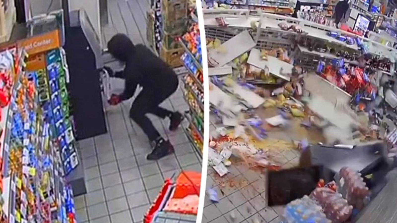 Video: Mit SUV durch die Wand: Diebe reißen Geldautomaten aus Tankstelle