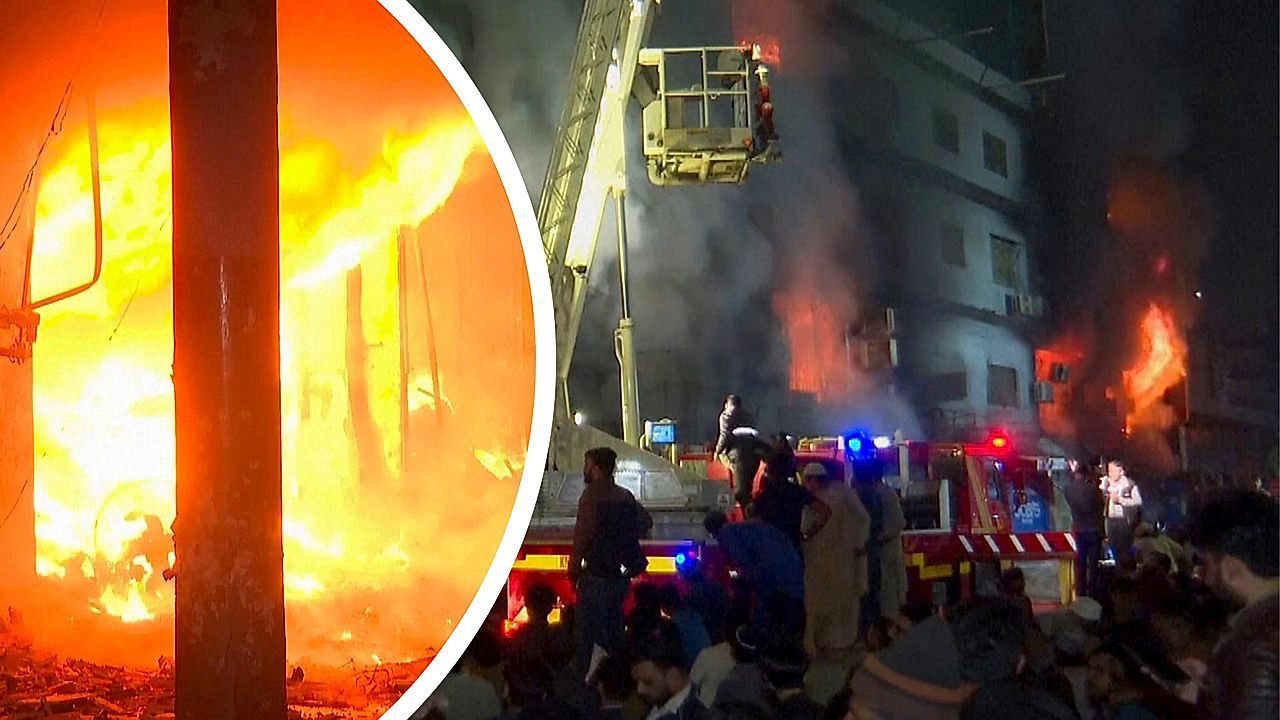 Video: Einkaufszentrum in Flammen: Mindestens elf Tote in Pakistan