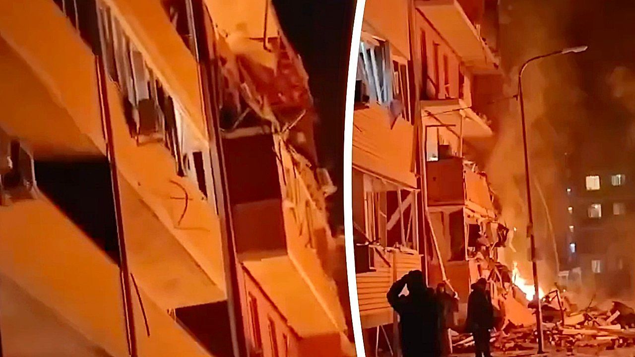 Video: Drone crash sparks explosion at residential building in Russia
