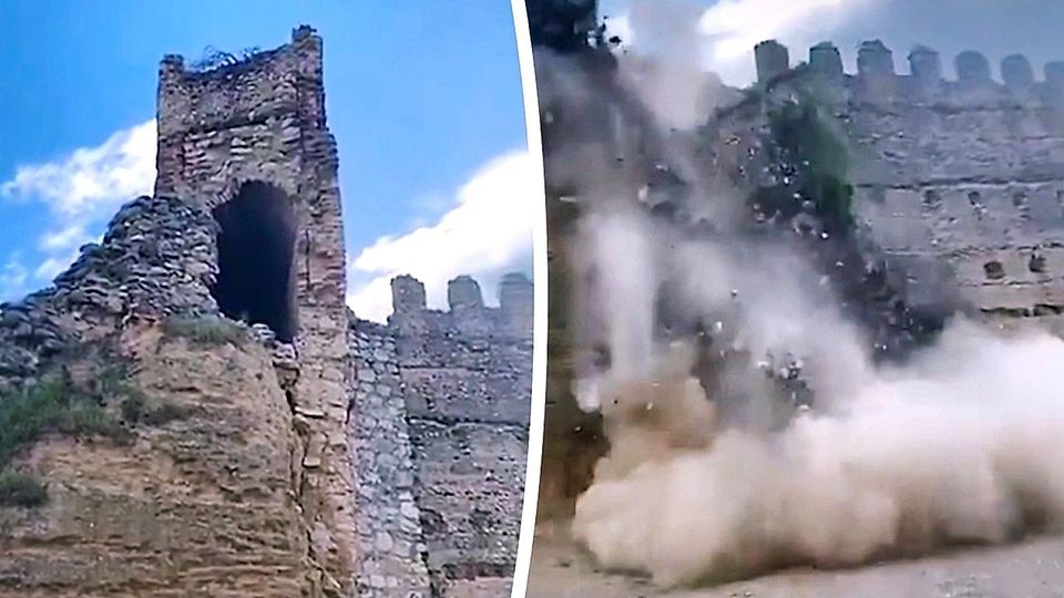 Schock in Spanien: Mittelalterlicher Turm bei Toledo stürzt plötzlich ein