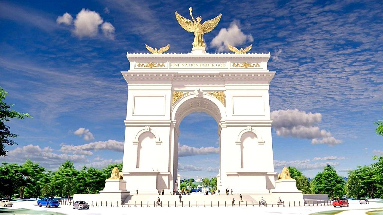 Video: „Arc de Trump“: Neue Pläne für Trumps 76-Meter-Triumphbogen in Washington