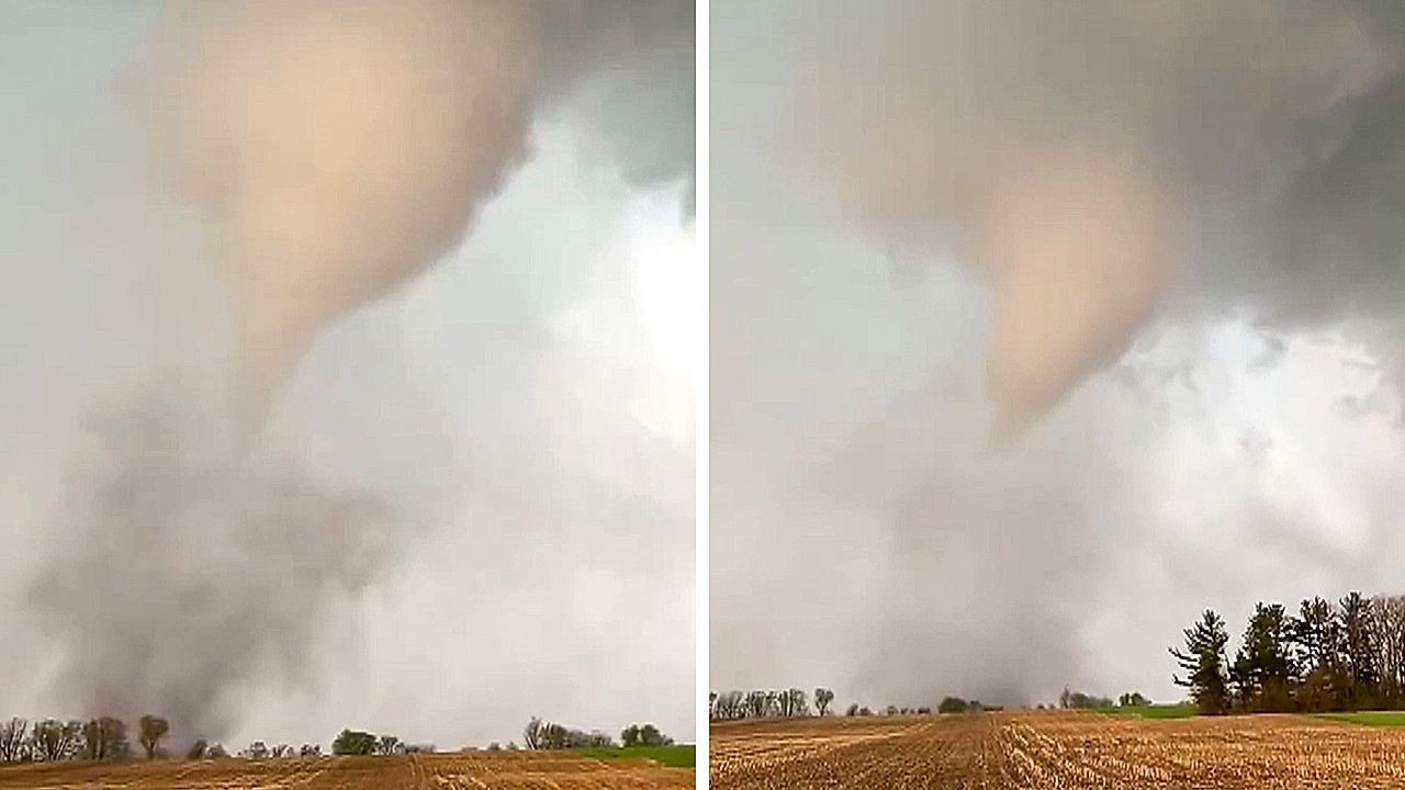 Video: Aus sicherer Distanz: Mann filmt Tornado-Entstehung in Illinois