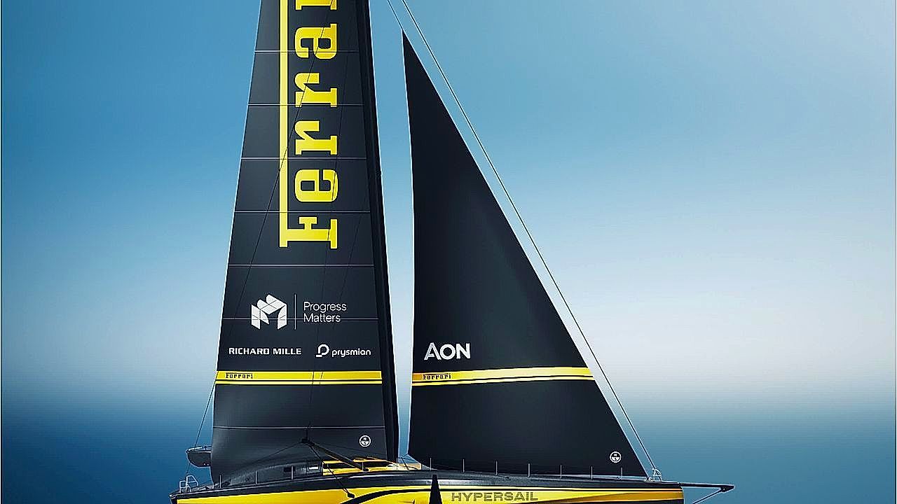 Video: Ferrari unveils solar and human powered Hypersail racing yacht to fly above the water