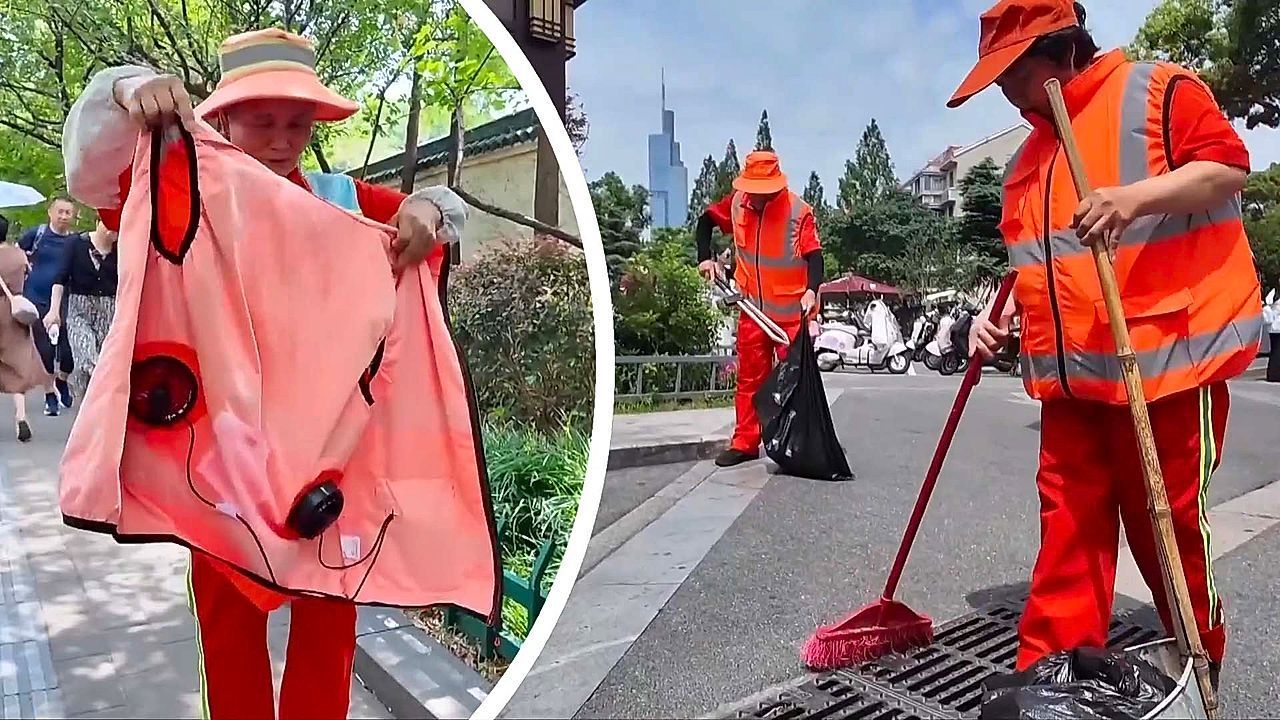 Video: Chinese sanitation workers wear electric fan vests to survive scorching summer heat