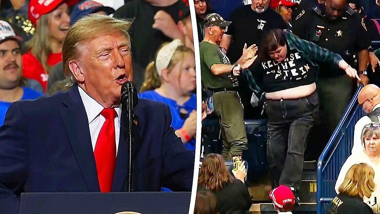 Video: Trump calls female protester 'low class' and 'fat guy' before she is assaulted by supporters