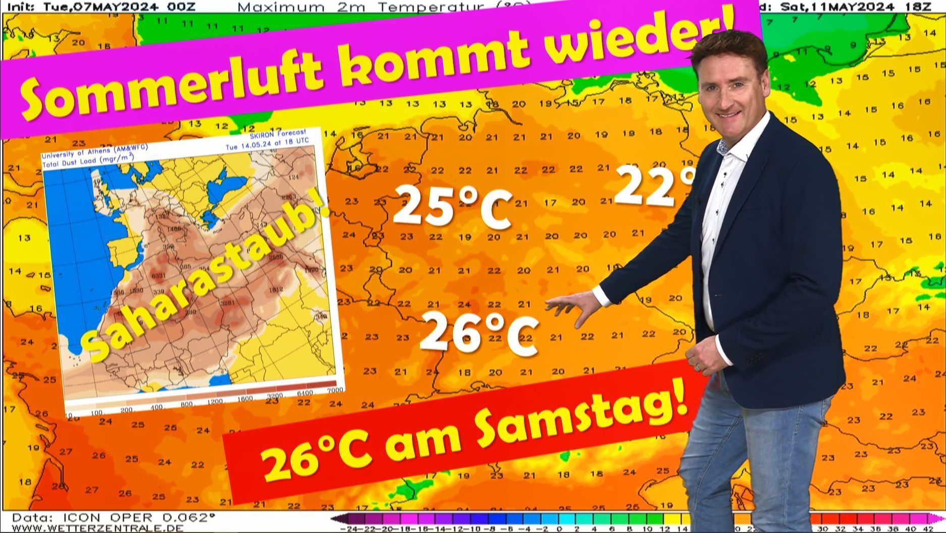 Wetterexperte Dominik Jung verspricht Frühlingswetter an Christi Himmelfahrt, danach wird es noch wärmer! Bis zu 26°C am kommenden Wochenende.
