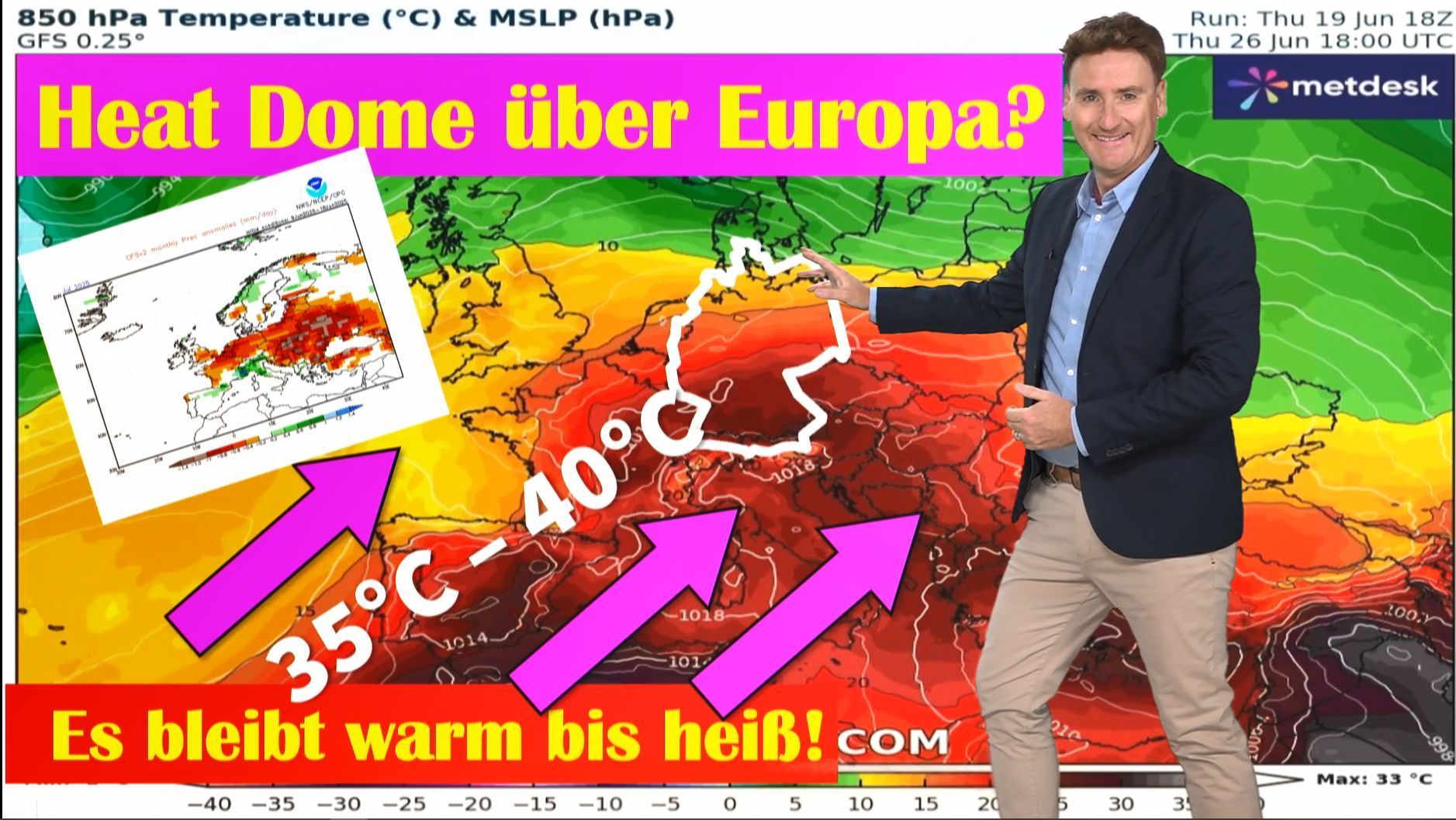 Video: Experte besorgt: "Da baut sich über Europa offenbar ein Heat Dome auf" - 35 bis 40 Grad möglich!