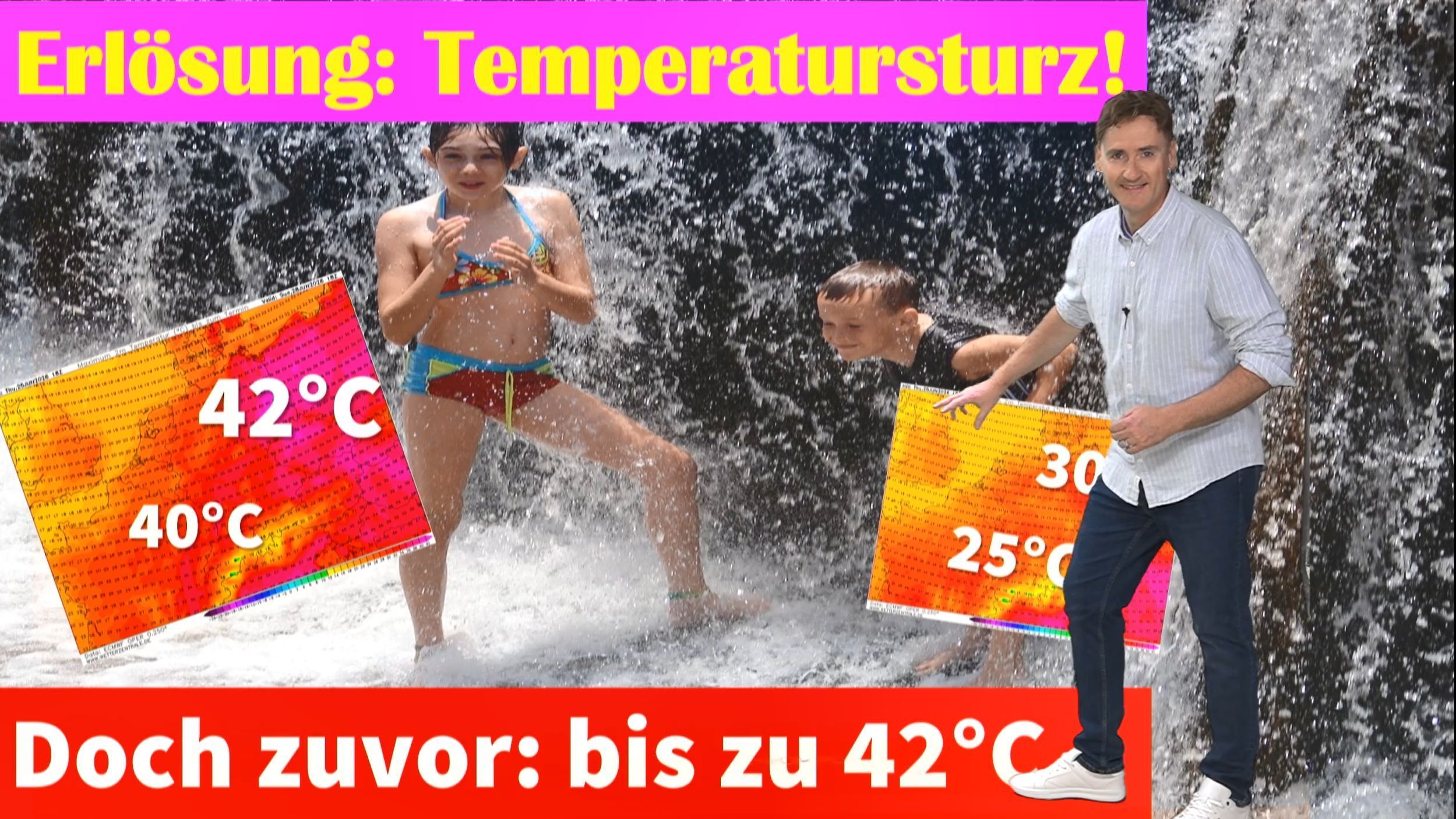 Video: Extremhitze in Deutschland - bis 42°C heiß! Wettersturz ab Montag: 10 bis 15 Grad kälter!