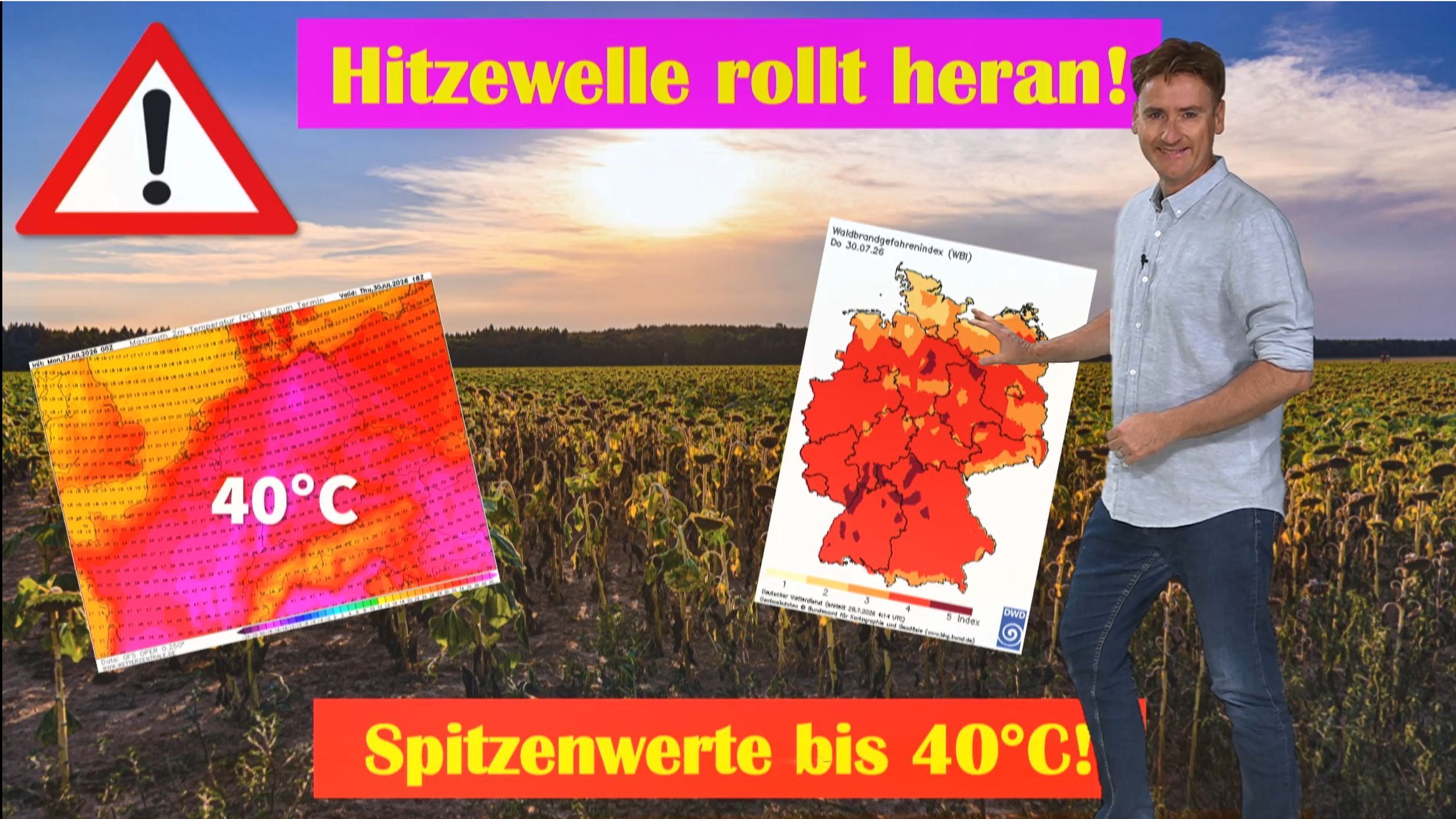 Video: Heißester Tag der Woche steht fest: über 40°C möglich! Eine Region bleibt entspannt!