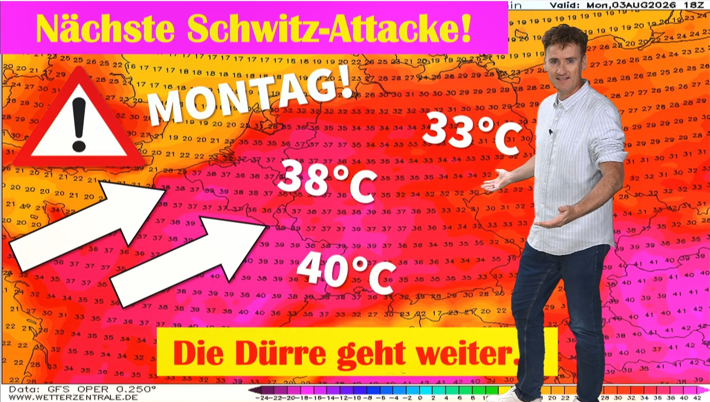 Video: Dauerhitze ohne Ende! Schon wieder 40 Grad – und der Rhein trocknet dramatisch aus