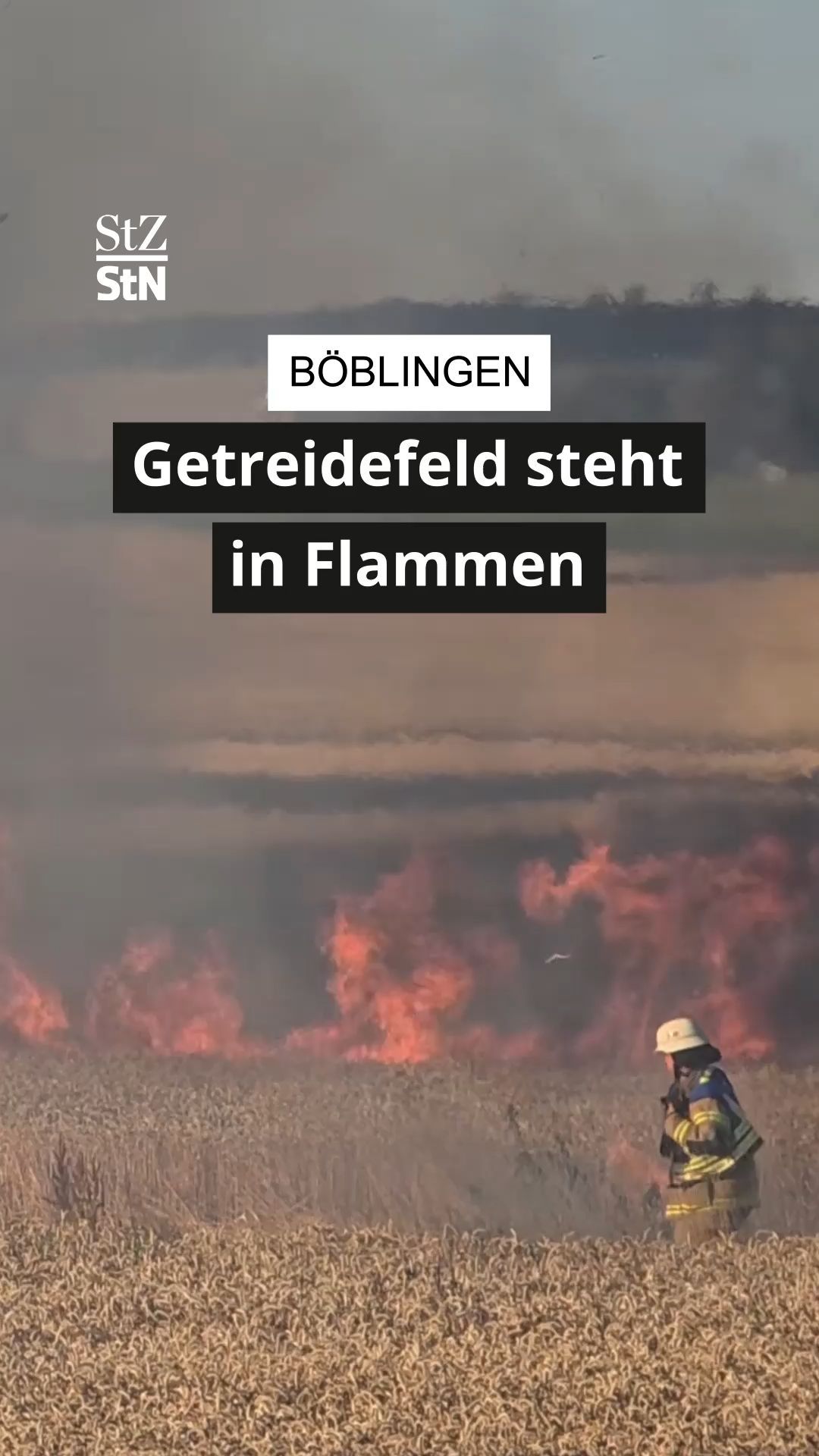 Video: Getreidefeld brennt bei Böblingen – Bundesstraße zeitweise gesperrt
