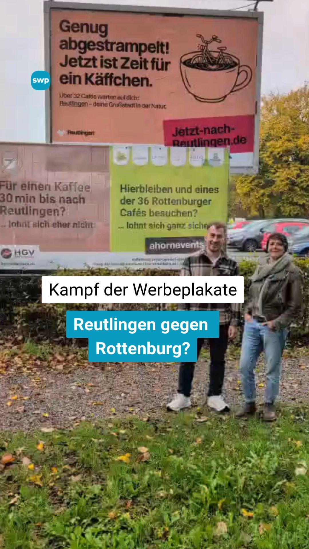 Kampf der Werbeplakate: Reutlingen gegen Rottenburg?